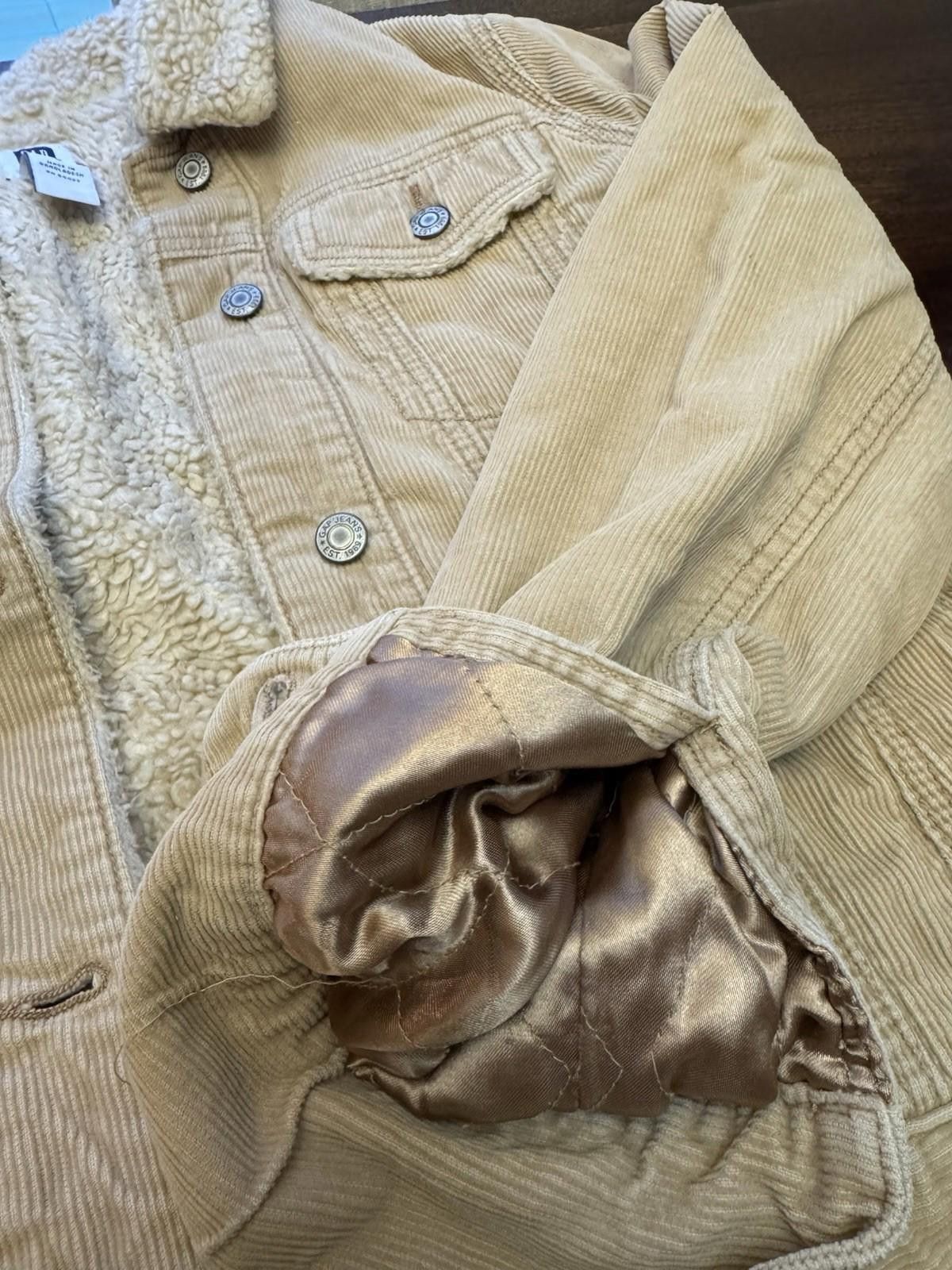 Gap Women’s M Y2K Gap Corduroy Tan Fur Lined Button Up Jacket Size M / US 6-8 / IT 42-44 - 3 Thumbnail