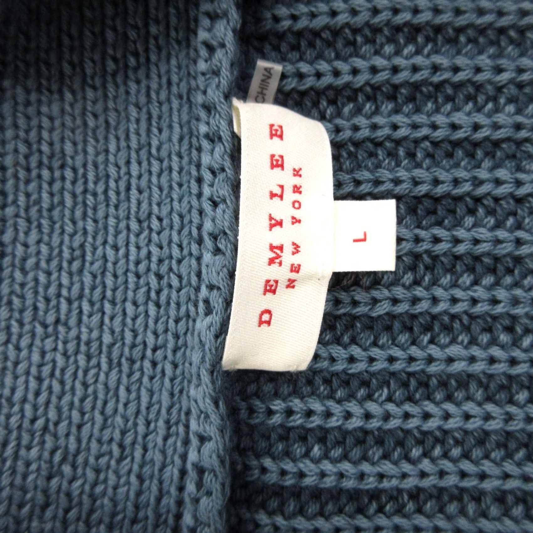 Vintage DEMYLEE Cardigan Sweater Womens L Blue 100% Cotton V-Neck Button Front Chunky Knit Size L / US 10 / IT 46 - 5 Thumbnail
