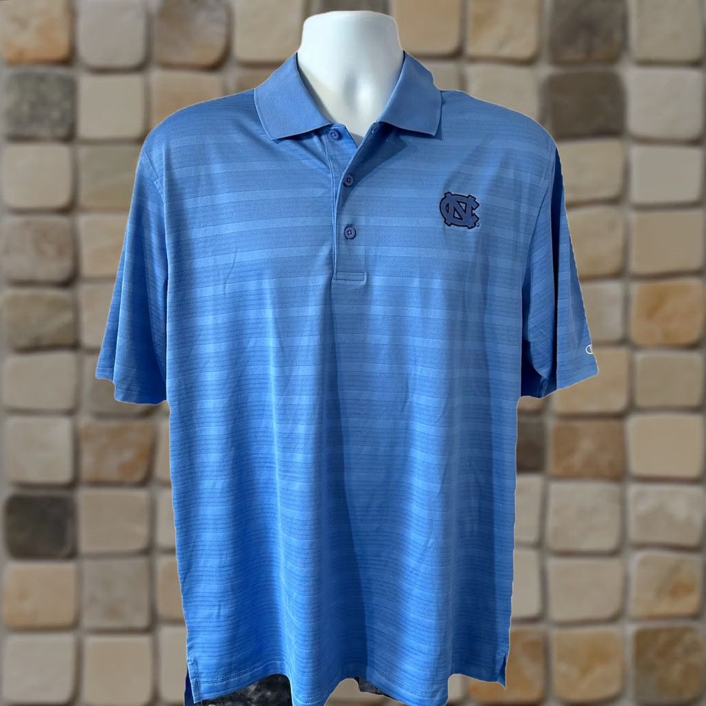 Champion UNC Tar Heels Polo Shirt Men Large Blue Champion Shirt Polo Button Collar Regular Fit Size US L / EU 52-54 / 3 - 1 Thumbnail