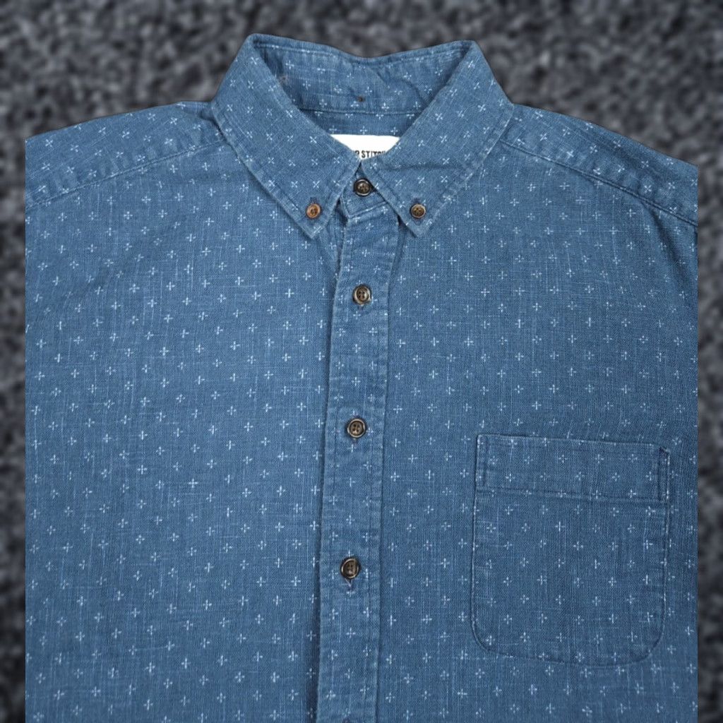 Taylor Stitch Taylor Stitch Flannel Shirt Men's 42 Blue Geometric AOP Button Up Mid-Weight Size US XL / EU 56 / 4 - 1 Thumbnail