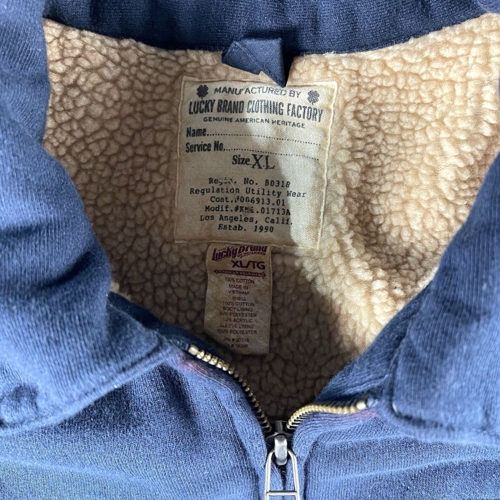 Lucky Brand Lucky Brand Coat Jacket Sherpa Lined Blue Mens XL Regular Army Style Zip Buttoned Front Size US XL / EU 56 / 4 - 2 Thumbnail