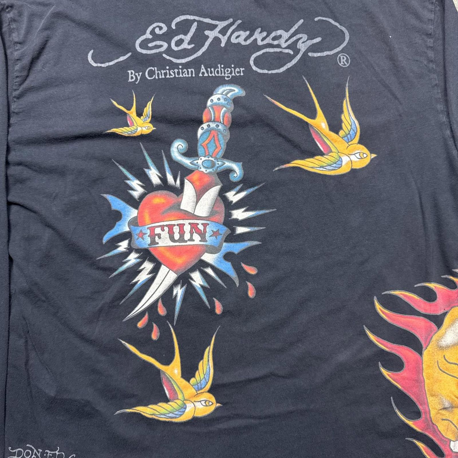Ed Hardy Ed Hardy Vintage Long Sleeve Multiple Y2k Graphic T-Shirt Size US XL / EU 56 / 4 - 4 Thumbnail