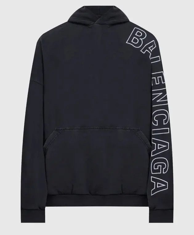 Balenciaga o1bcso1str0924 Outline Hoodie Oversized in Black/White Size US M / EU 48-50 / 2 - 1 Thumbnail