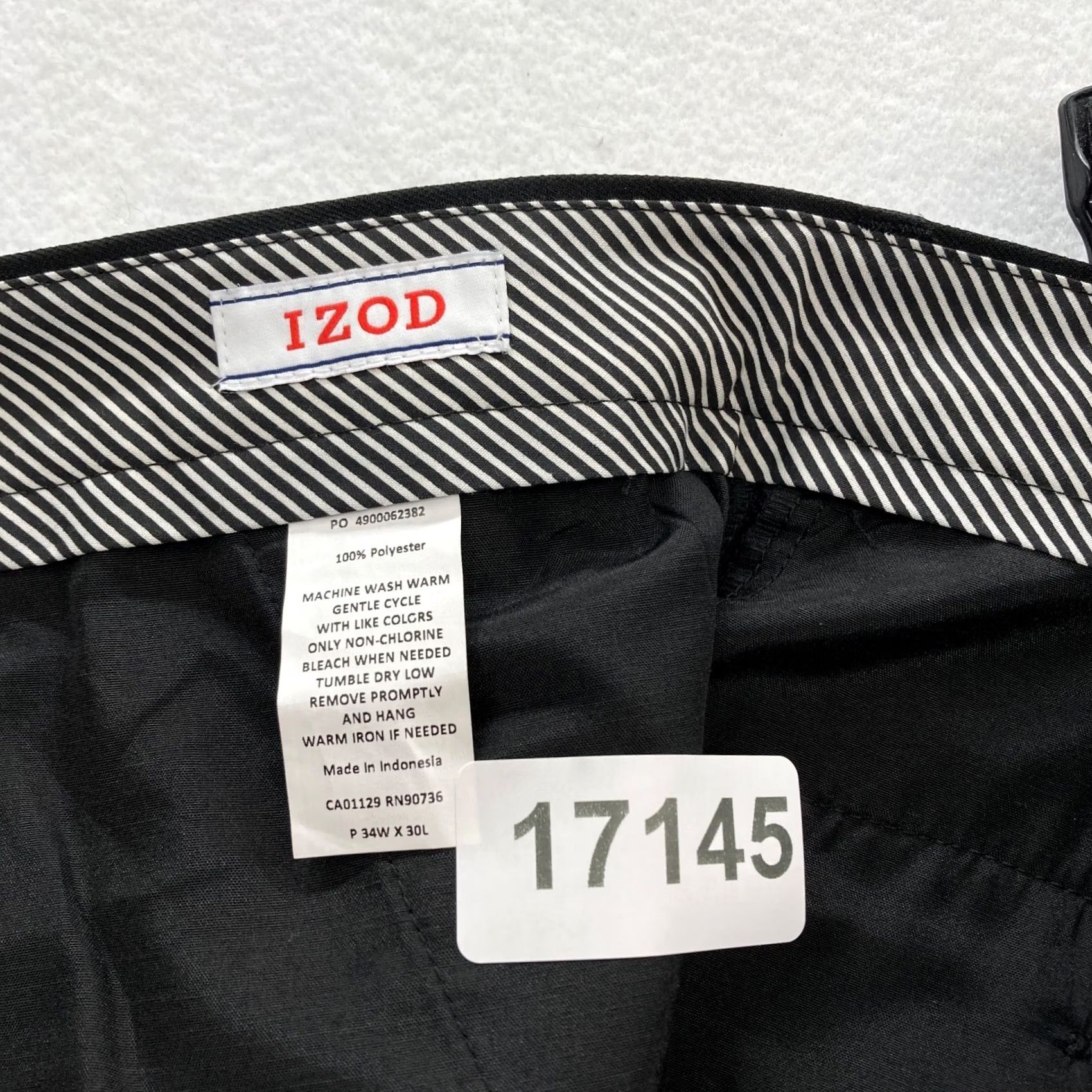 Izod IZOD Dress Pants Mens 34x30 Regular Fit Straight Black Flat Front Stretch Pants Size US 34 / EU 50 - 4 Thumbnail