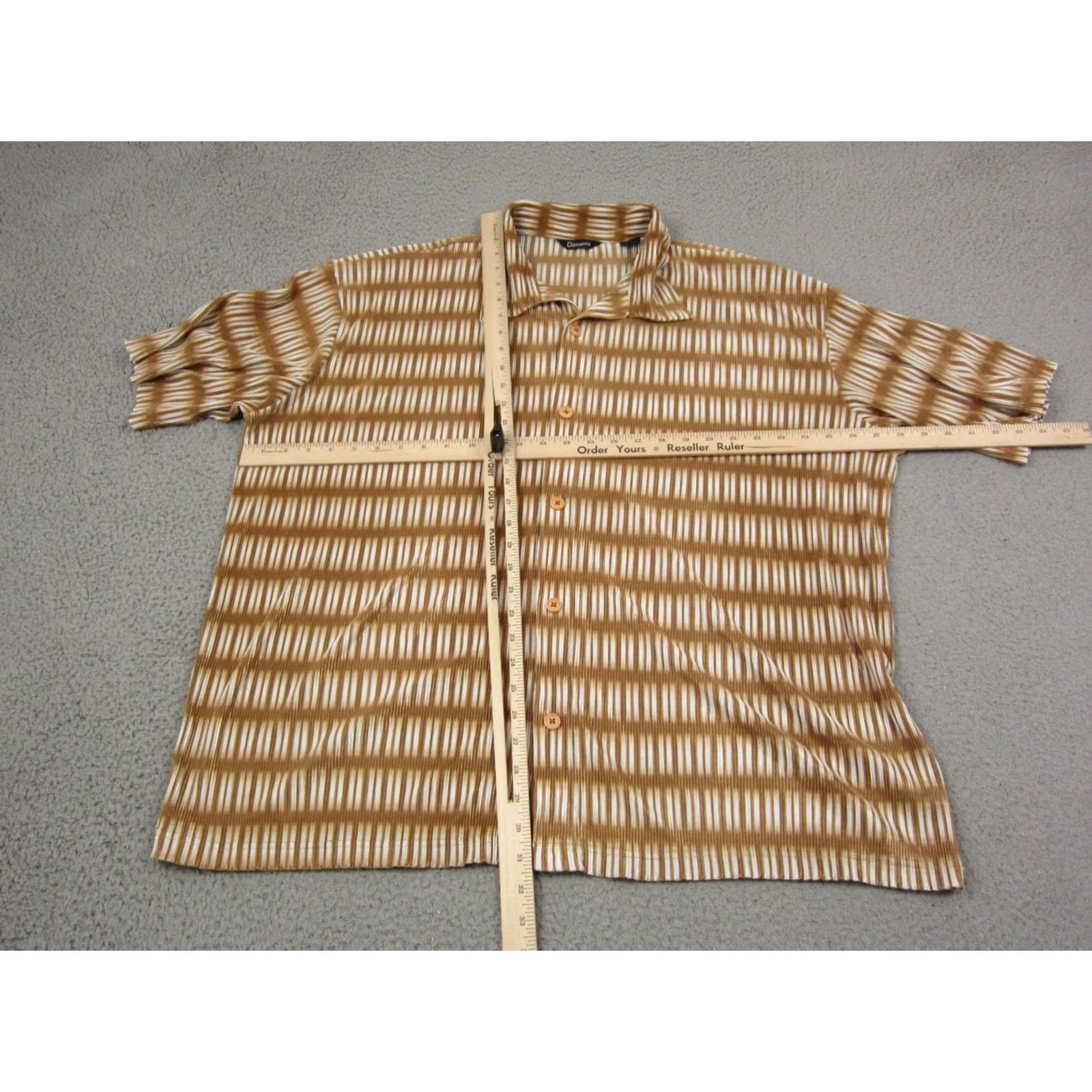 Vintage Damante Shirt XL Brown 90s Vintage Geometric Button-Up Mens Short Sleeve Collared Size US XL / EU 56 / 4 - 7 Thumbnail