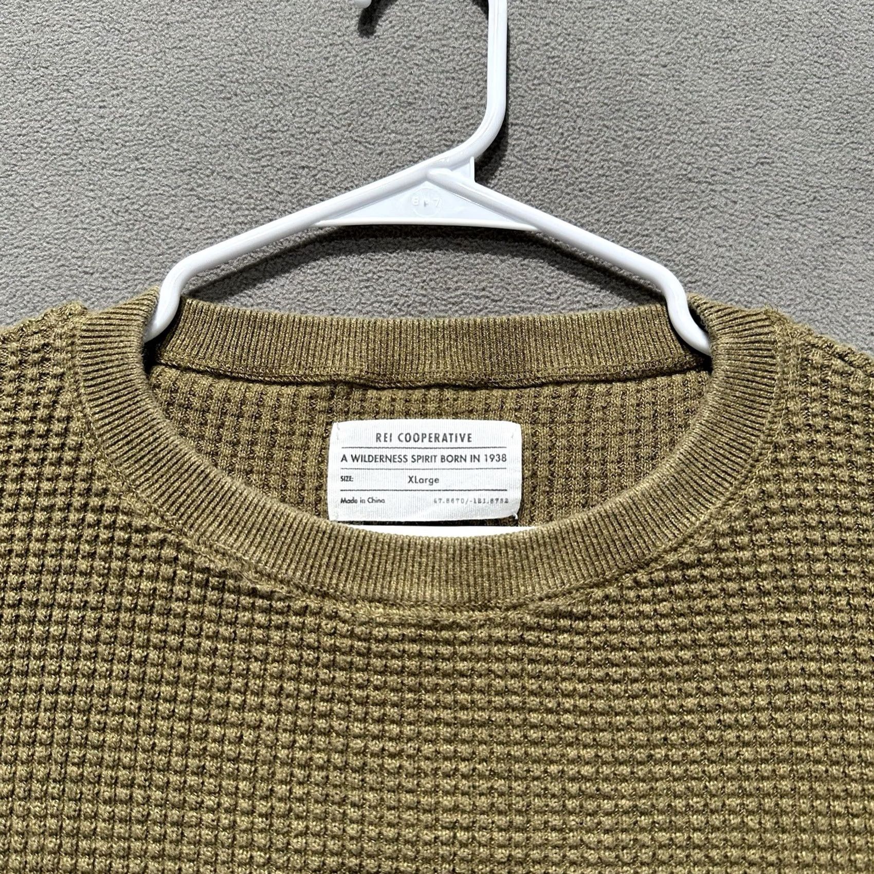 Vintage REI Co-op Sweater Womens XL Olive Green Wallace Lake Waffle Knit Thermal EUC Size XL / US 12-14 / IT 48-50 - 3 Thumbnail