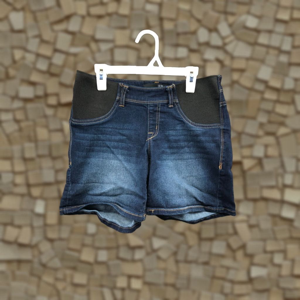 Vintage 1822 Denim Maternity Shorts Womens Size 27 Mid Rise Dark Wash Blue Denim Jean Size 27" / US 4 / IT 40 - 1 Thumbnail