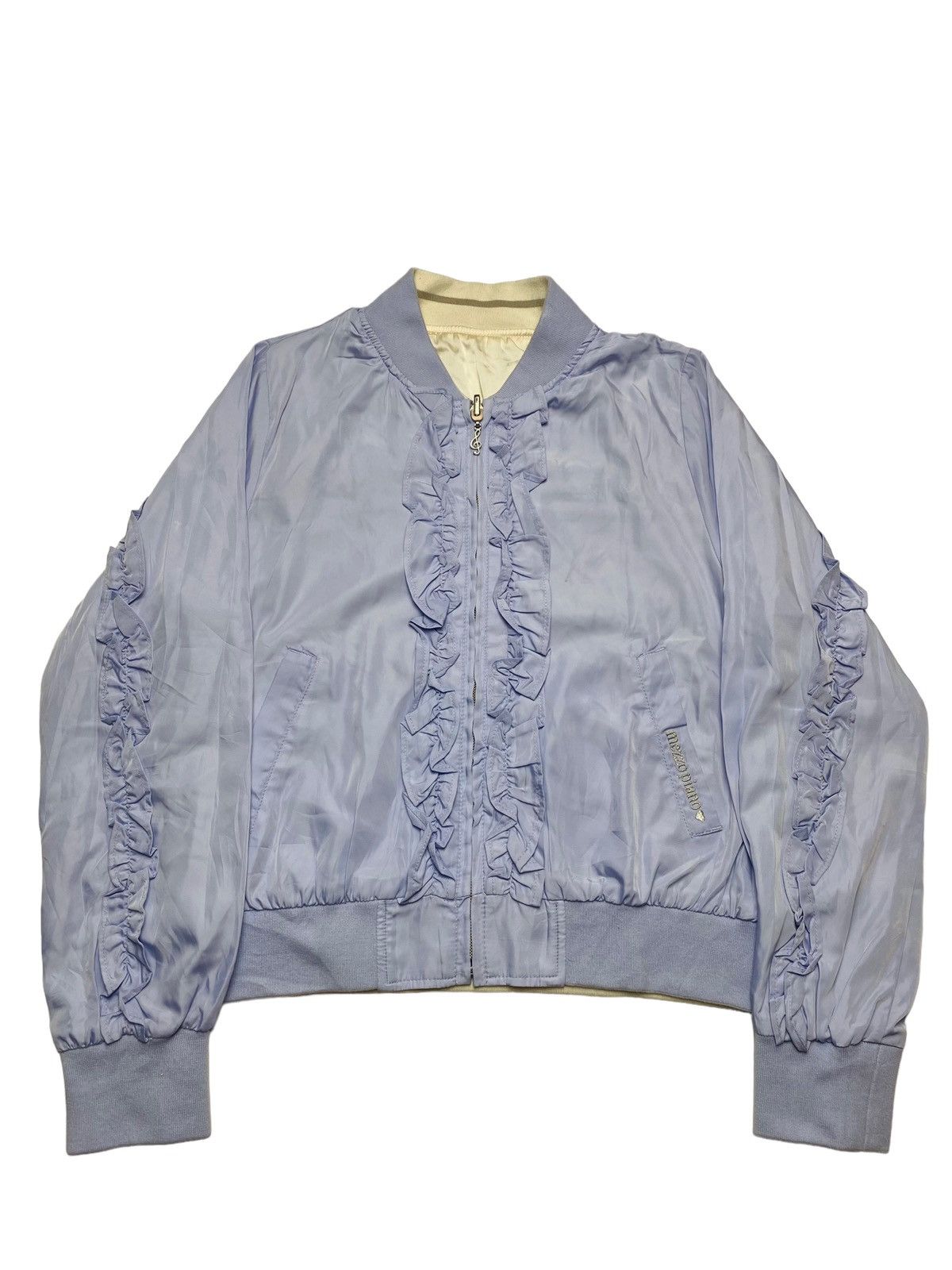Angel Blue 2000s Mezzo Piano - Ruffle Lilac Reversible Bomber Jacket Size M / US 6-8 / IT 42-44 - 2 Thumbnail