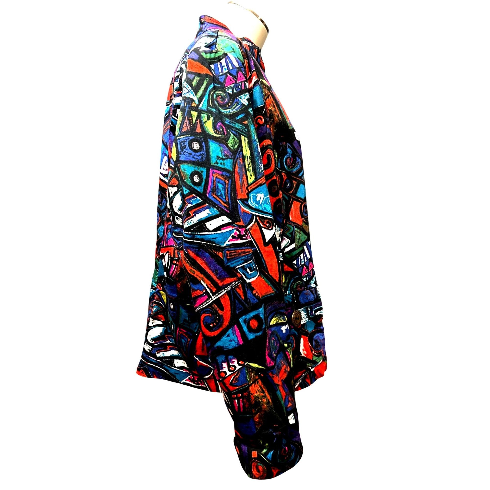 Chicos Chicos Abstract Print Jacket Button Front Colorful Artsy Sta Size L / US 10 / IT 46 - 4 Thumbnail