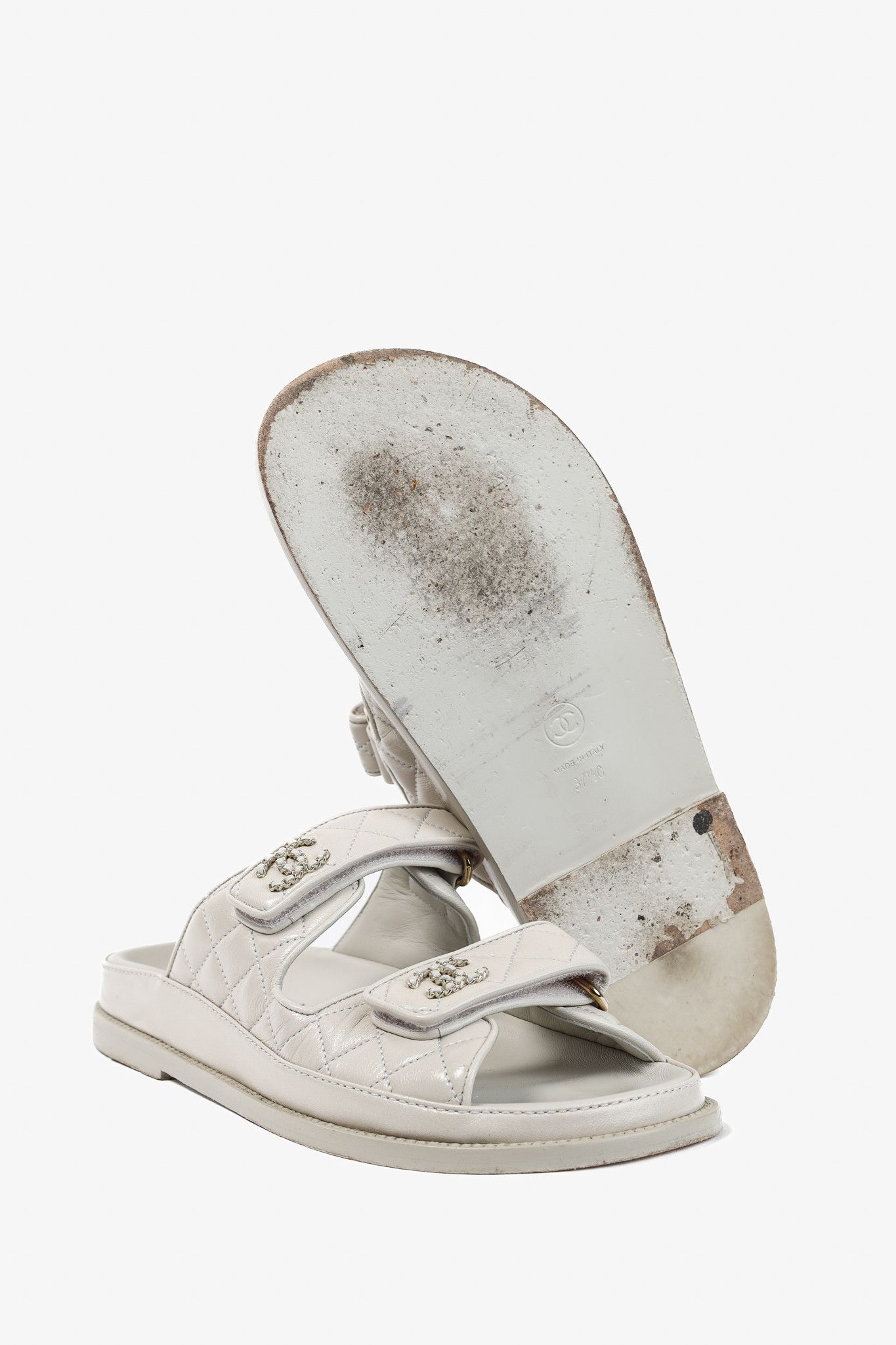 Chanel Chanel Lambskin Quilted CC Chain Velcro Dad Sandals Size US 7 / IT 37 - 5 Thumbnail