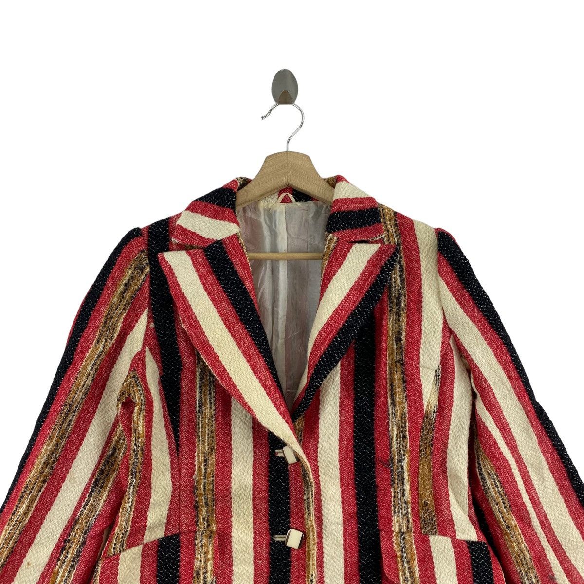 Japanese Brand CLAIR Japanese Brand Hickory Stripes Funky Design Red Coat Size S / US 4 / IT 40 - 2 Thumbnail