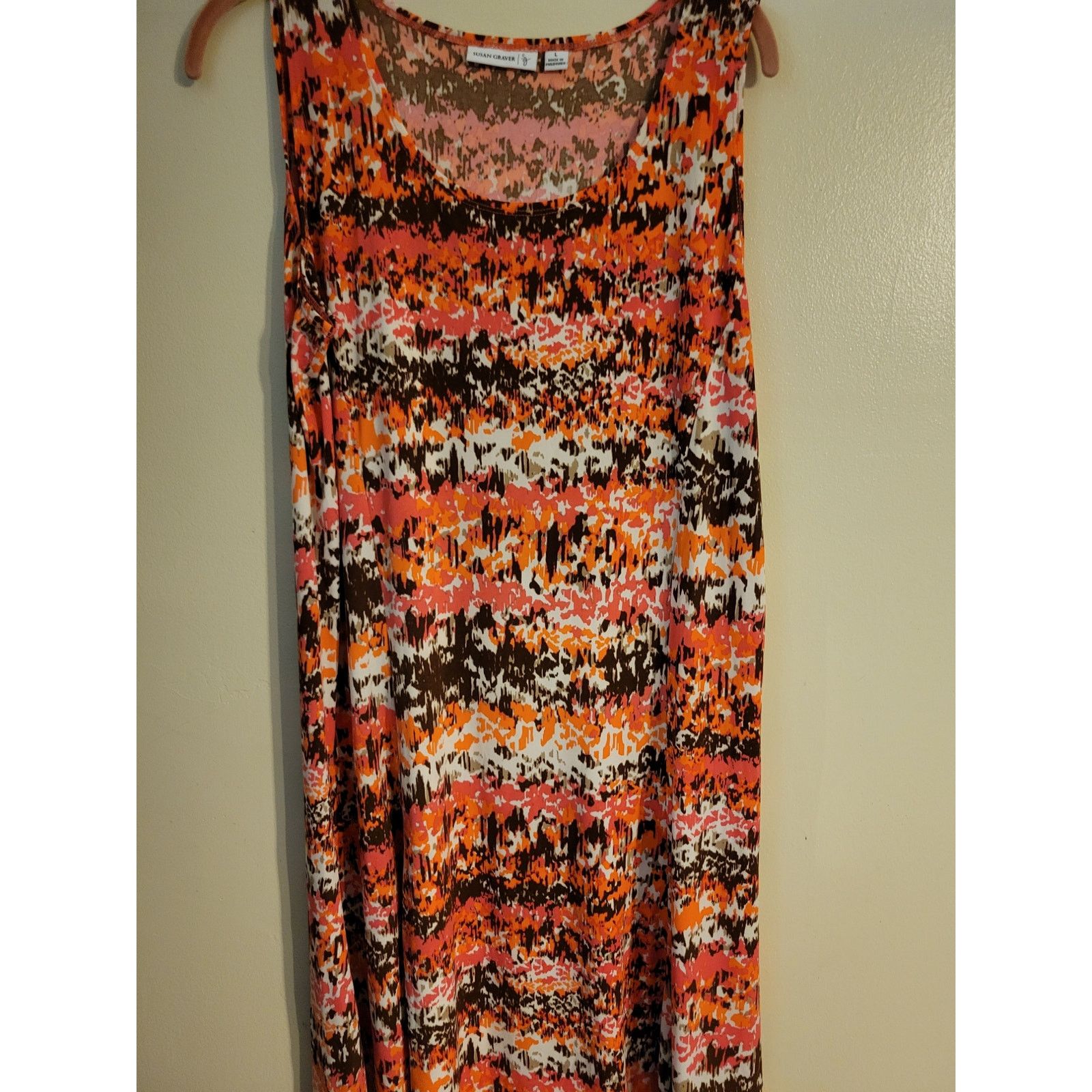 Other Susan Graver Peach Flowered Dress L Size L / US 10 / IT 46 - 1 Thumbnail