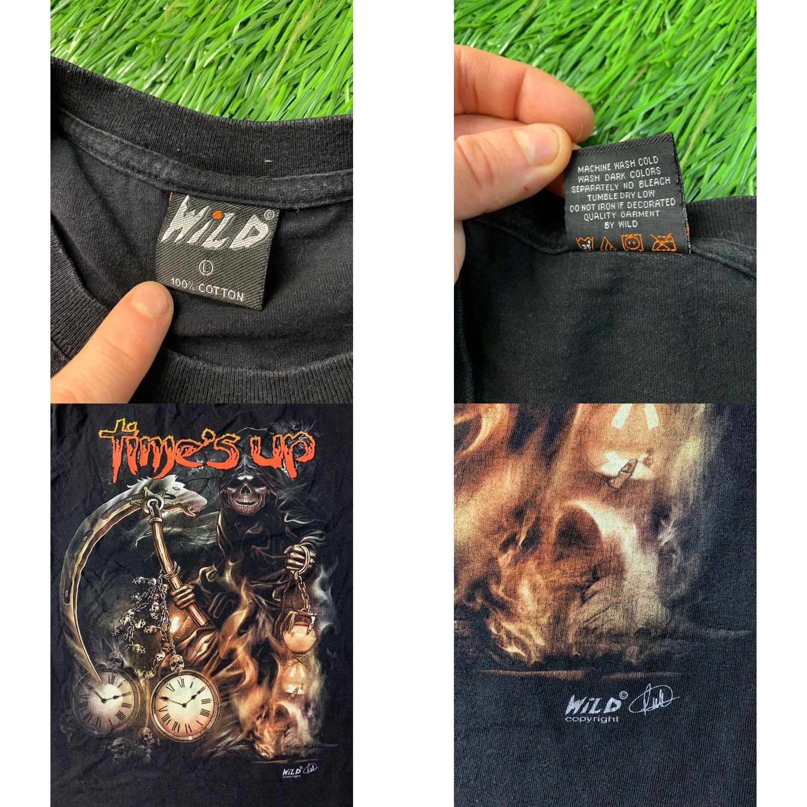 Vintage TIME'S UP WILD SHIRT MEN L Black Time's Up Grim Reaper 2010s Vintage? Wait no - Original 100% Cotton T-Shirt Large Men Black Time's Up Shirt Size US L / EU 52-54 / 3 - 8 Thumbnail