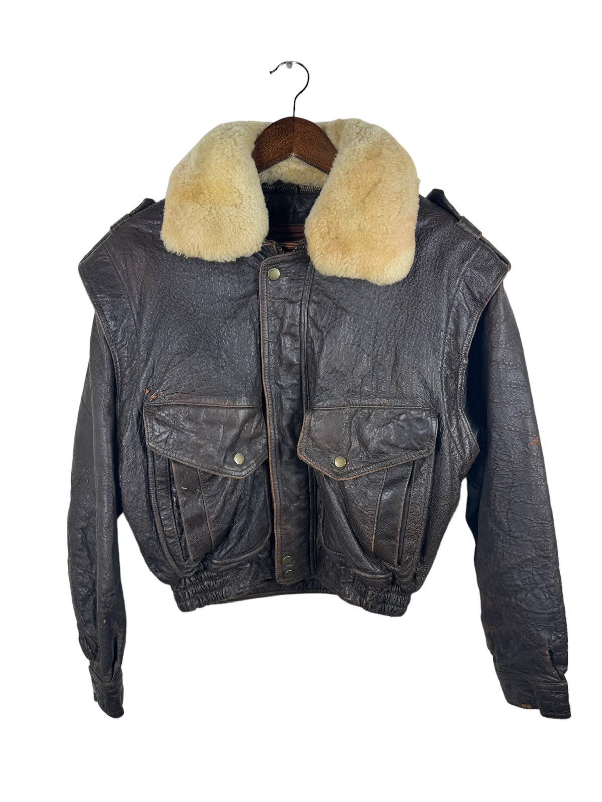 image of Military x US Air Force Vintage Type G-1 Jacket Leather Ulcolow Usaaf Collar Sheep, Men's (Size XS)