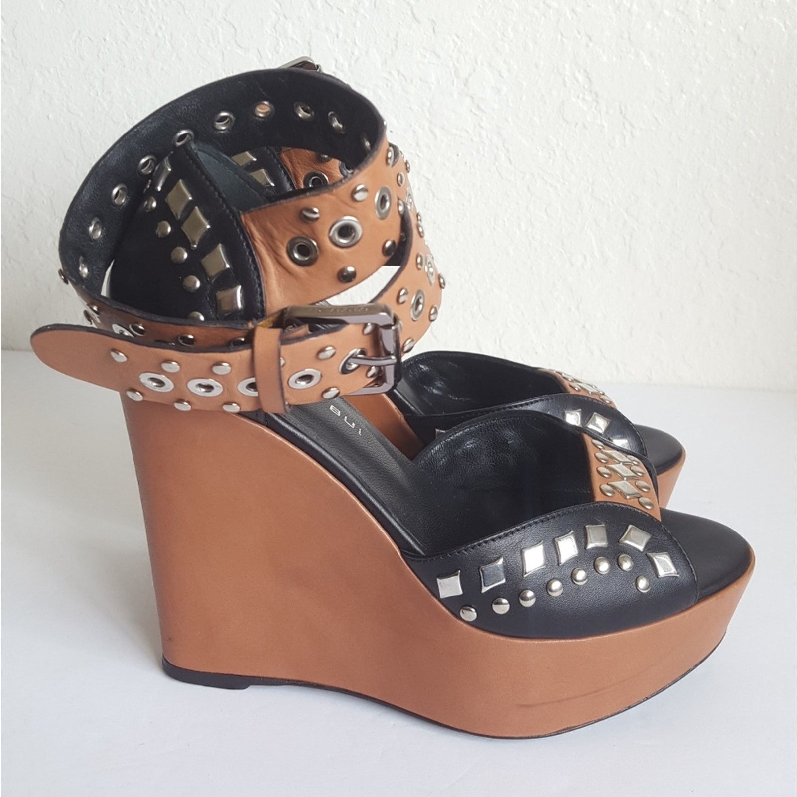 Barbara Bui Barbara Bui Paris Studded Ankle Strap Wedge Platform Leather Size US 6 / IT 36 - 5 Thumbnail