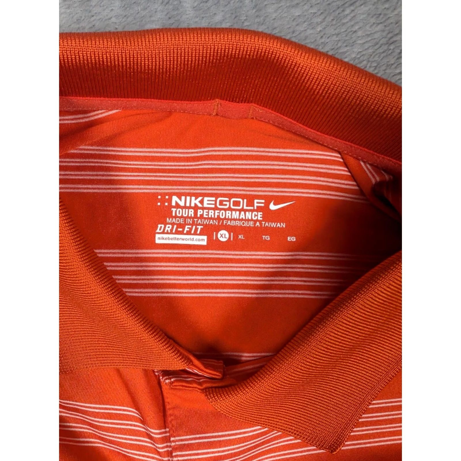 Nike Nike Golf Tour Performance US Open 2012 The Olympic Club Men's Polo Shirt Sz Xl Orange White Striped Size US XL / EU 56 / 4 - 5 Thumbnail