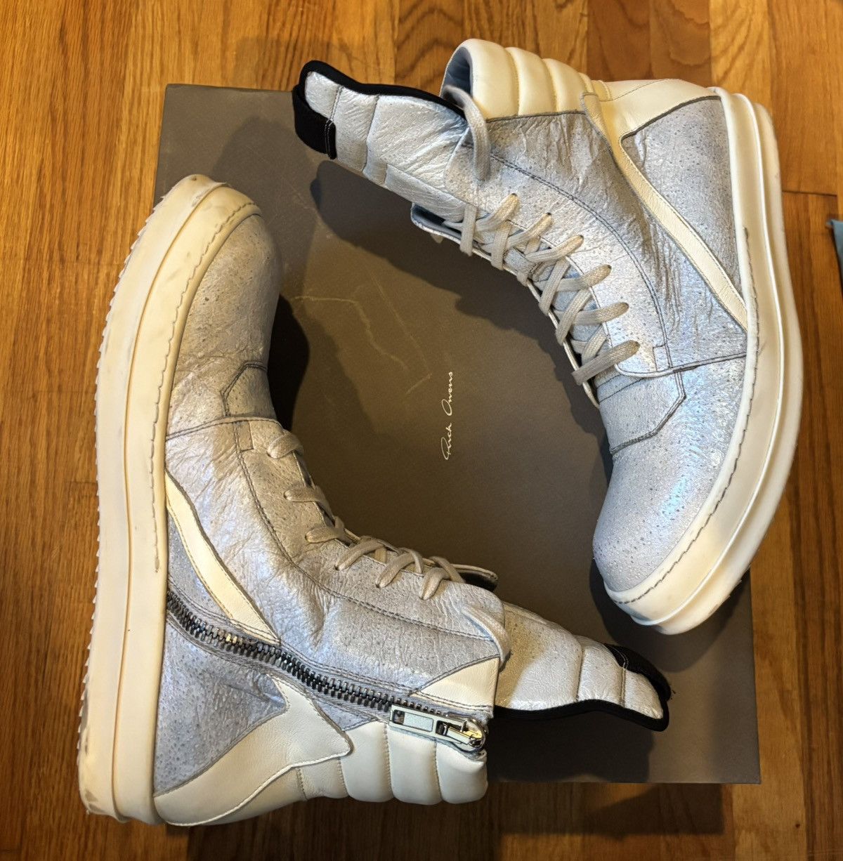 Rick Owens Rick Owens 2017 geobasket scrape in pelle size 43 Size US 10 / EU 43 - 4 Thumbnail