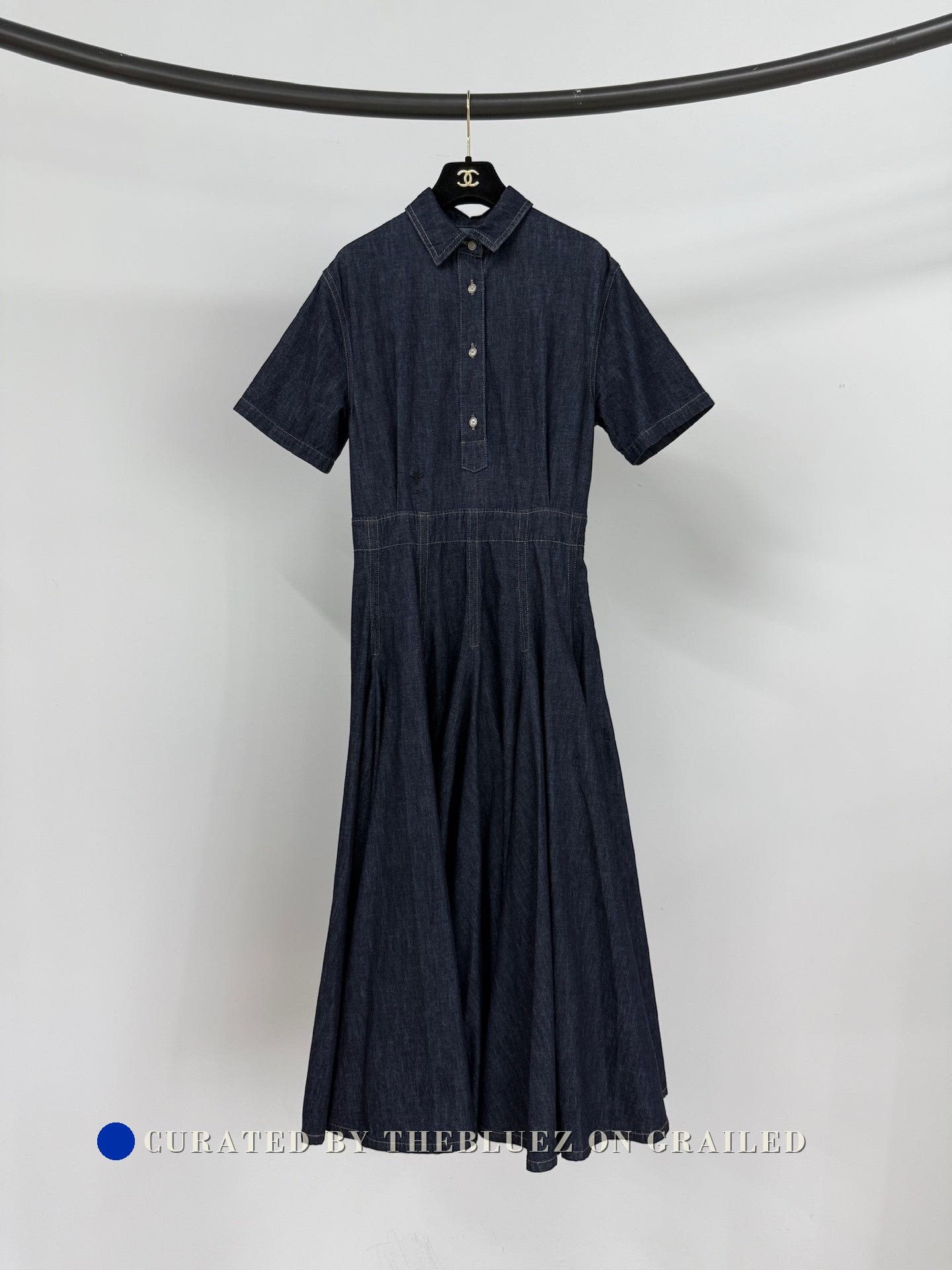 dior denim dress Mid-Length Belted Shirtdress Blue Stonewashed Cotton Denim