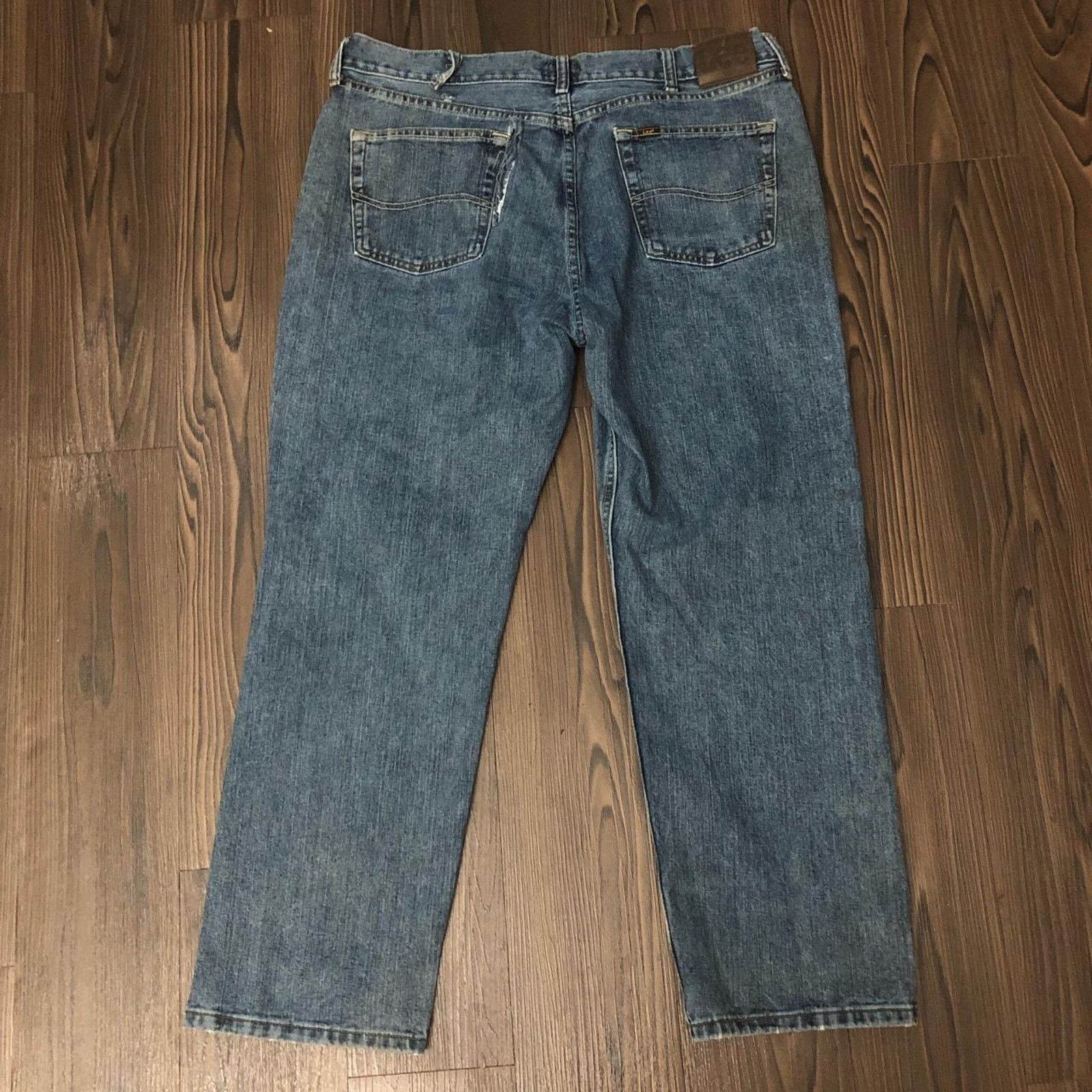 Lee Men’s Dark Wash Distressed Lee Denim Jeans | Size 38x29 Size US 38 / EU 54 - 3 Thumbnail