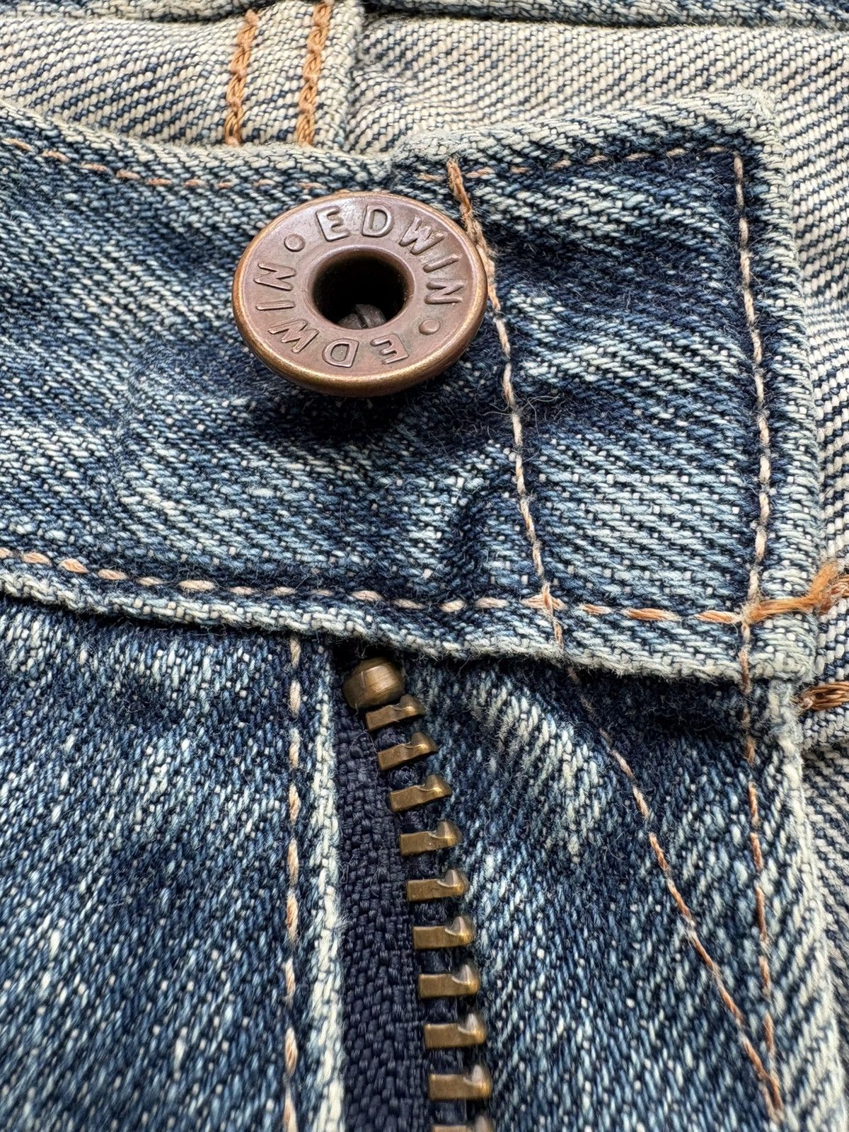 Edwin Edwin 505X Selvedge Orange Tab Distressed Denim Jeans Size US 31 - 15 Thumbnail