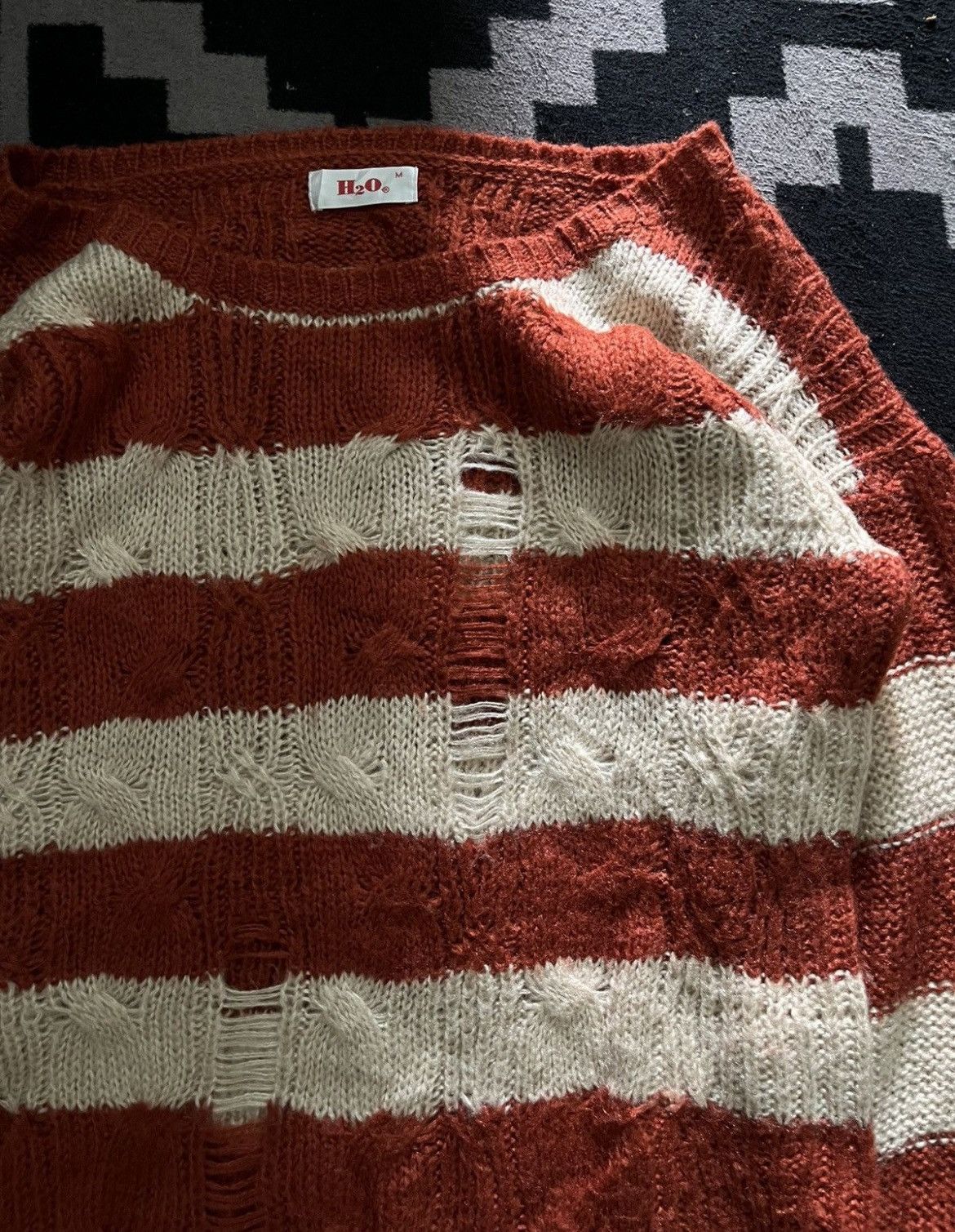 Hysteric Glamour Japanese h2o distressed striped mohair knit cdg style Size US M / EU 48-50 / 2 - 2 Thumbnail