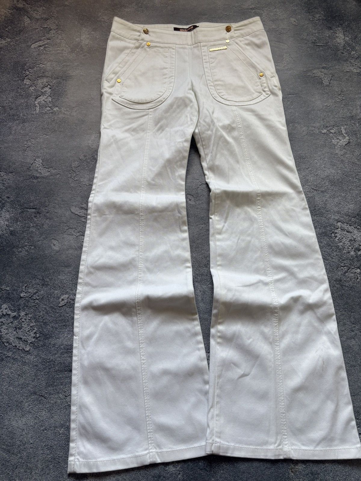 Roberto Cavalli Vintage Roberto Cavalli Luxury Women’s White Flared Pants Size 27" / US 4 / IT 40 - 2 Thumbnail
