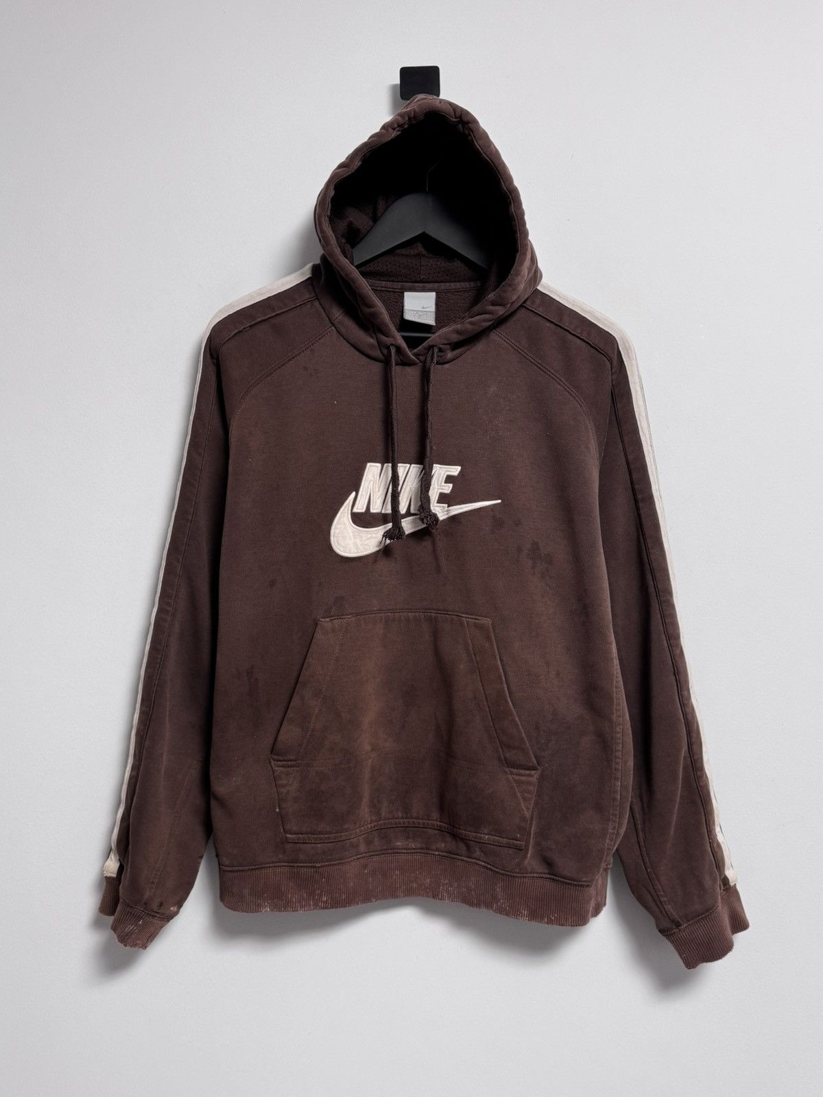 Nike × Vintage Nike Vintage Y2K style big logo Hoodie Brown Size US M / EU 48-50 / 2 - 1 Thumbnail
