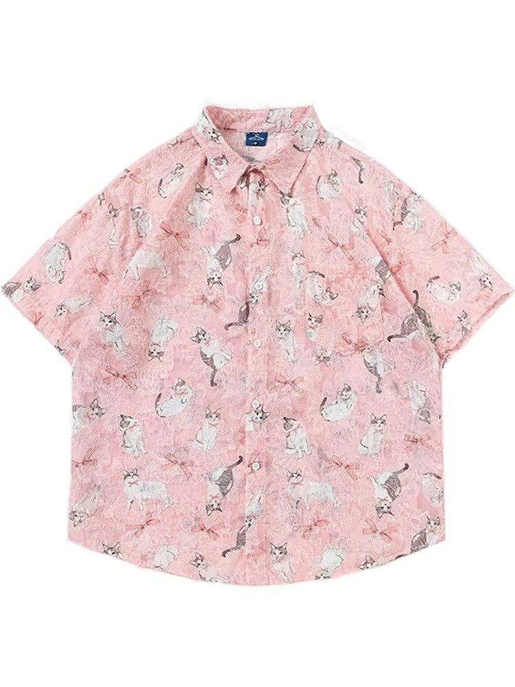 Other Graffiti Kitty Button Up Short Sleeve Shirt Size US M / EU 48-50 / 2 - 1 Thumbnail