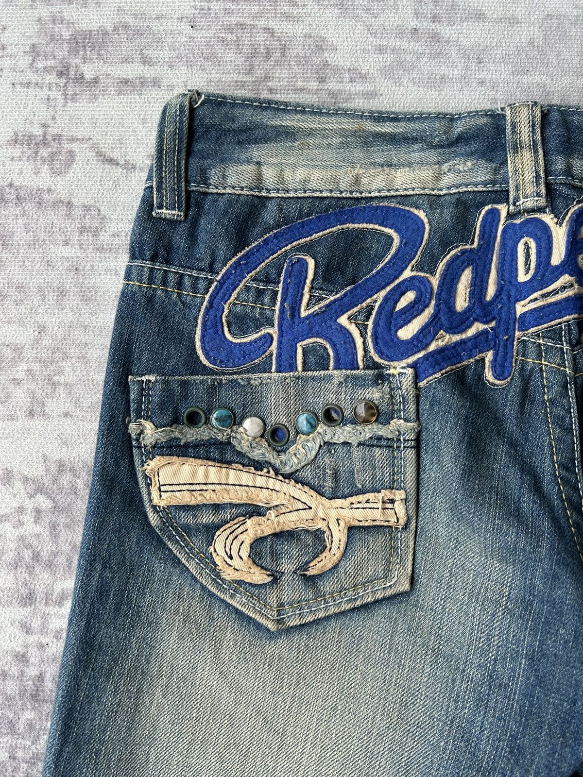 Ed Hardy Y2k Red Pepper Embroidery Punk Style Jeans Size US 28 / EU 44 - 4 Thumbnail