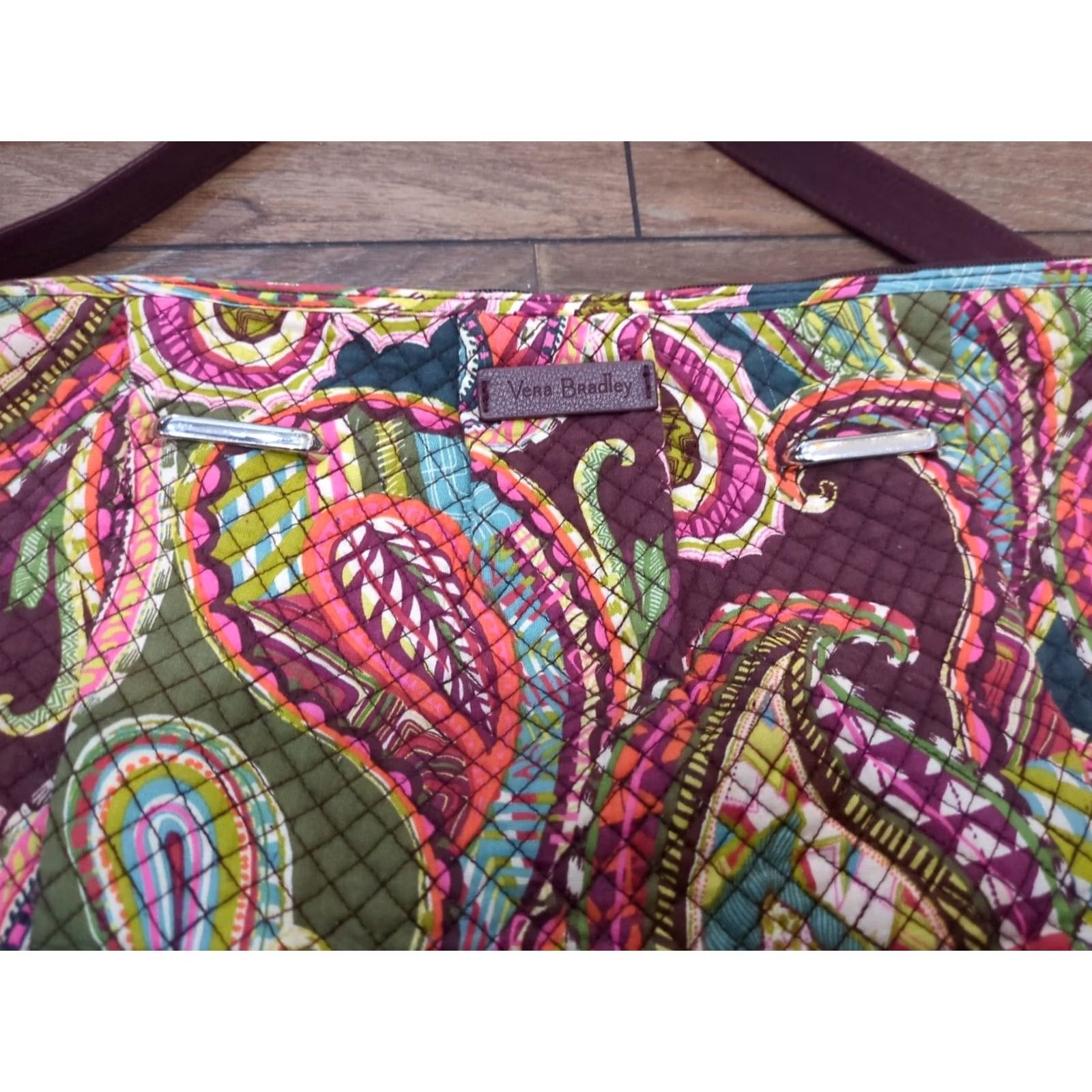 Vera Bradley Vera Bradley Crossbody Purse Paisley Womens Medium Brown Purple Multicolor Cotton Crossbody Women Medium Size ONE SIZE - 2 Thumbnail