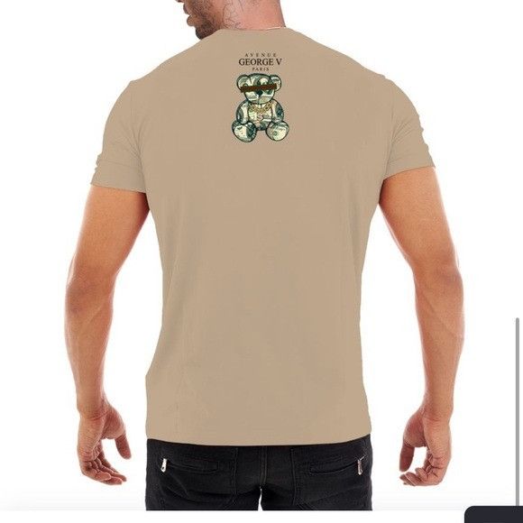 Designer George V Black Beige Designer Men’s Rhinestone Tee Shirt Size US XXL / EU 58 / 5 - 3 Thumbnail