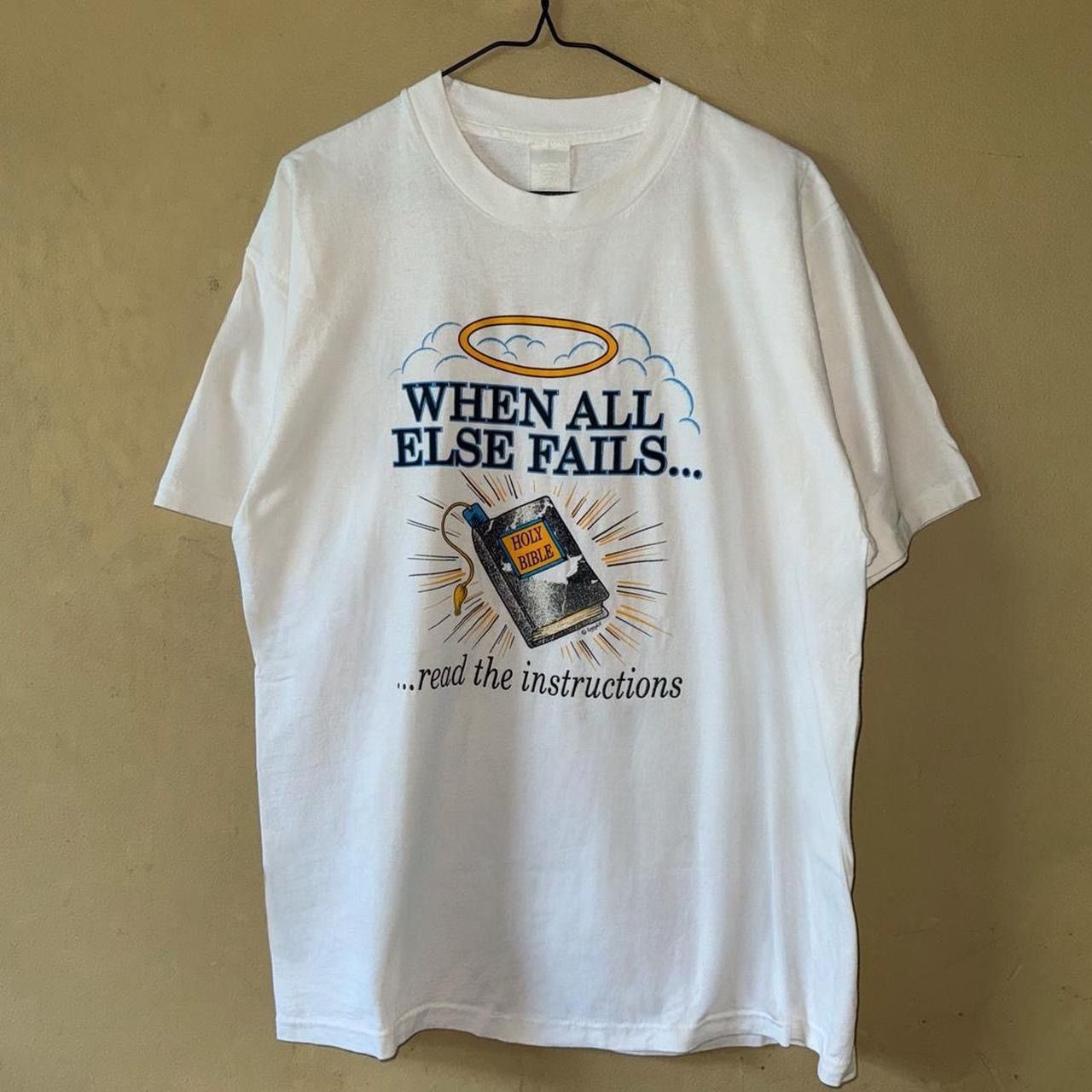 Vintage Vintage When All Else Fails… Bible Christian Jesus T-Shirt Size US XL / EU 56 / 4 - 1 Thumbnail