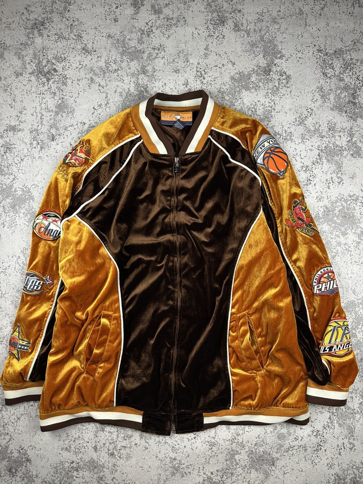 Vintage Bomber NBA Team Patch Velvet Jacket 3XL Retro