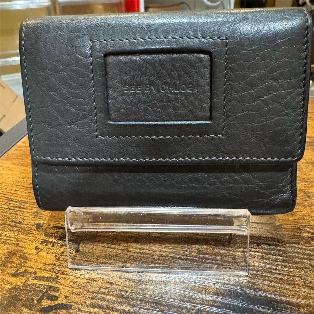 See by Chloe Brown Leather Trifold Compact Unisex Wallet