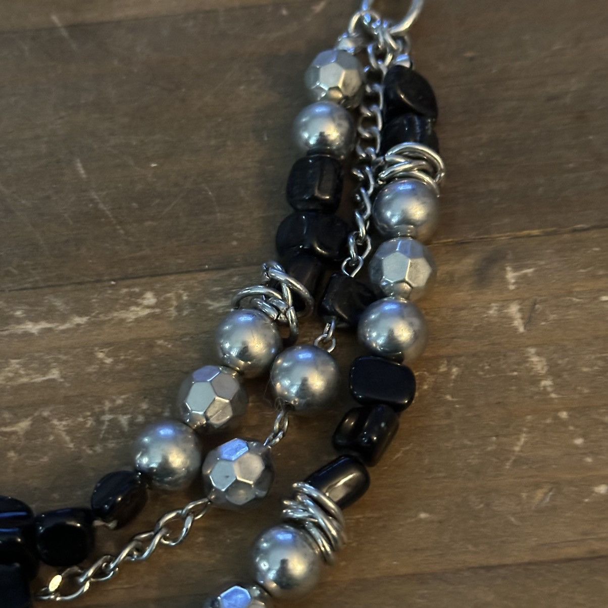 Other Silver tone and black bead multi strand layered necklace Size ONE SIZE - 4 Thumbnail
