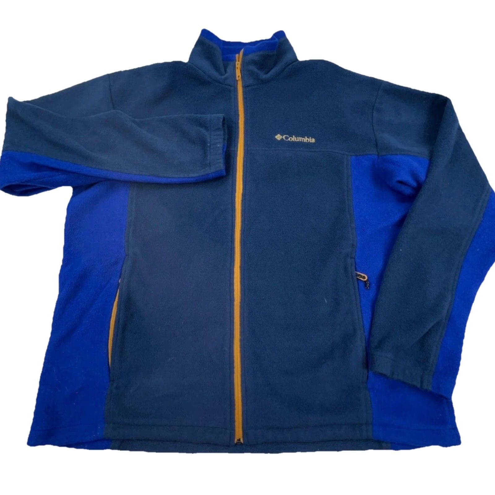 Layer 8 Columbia Jacket Men XL Blue Gray Fleece Full Zip Hiking Outdoor Summer Fall Winter Regular Pocket Embroidered Logo Size US XL / EU 56 / 4 - 2 Thumbnail