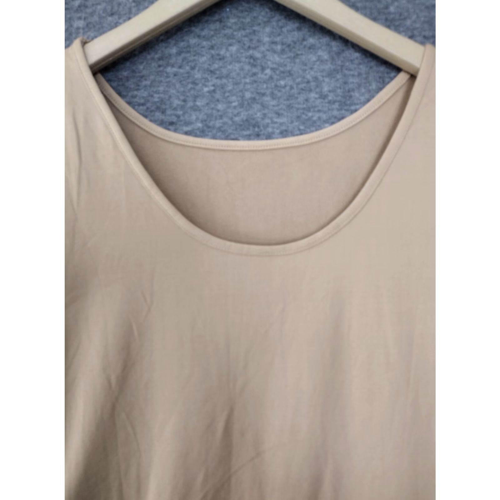 Vintage Scoop Neck Women's Seamless 3/4 Sleeve Bodycon Dress L Beige Size L / US 10 / IT 46 - 3 Thumbnail