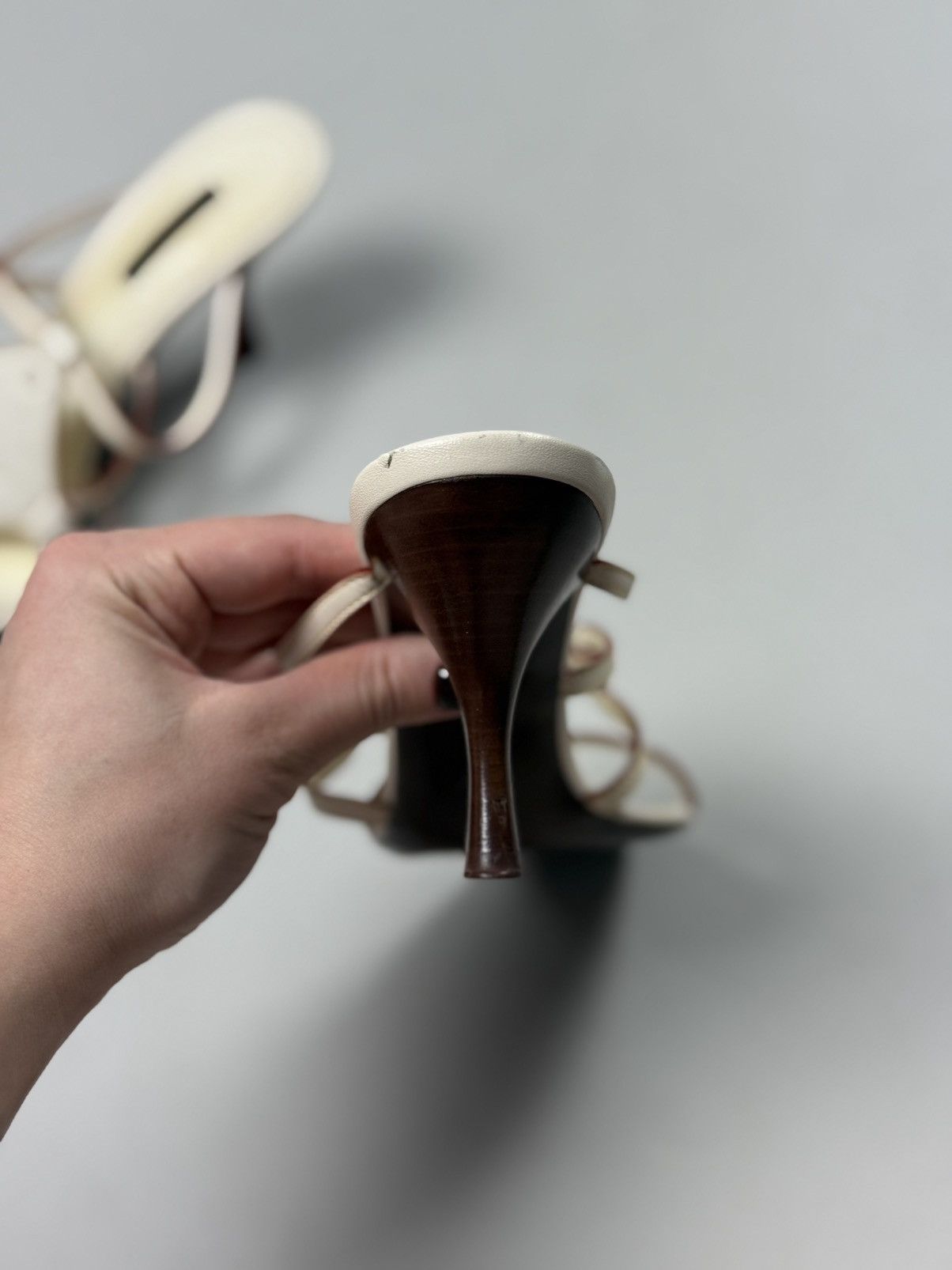 Louis Vuitton Louis Vuitton Cream Leather VTG Ankle Strap Heels Sandals Size US 8 / IT 38 - 15 Thumbnail