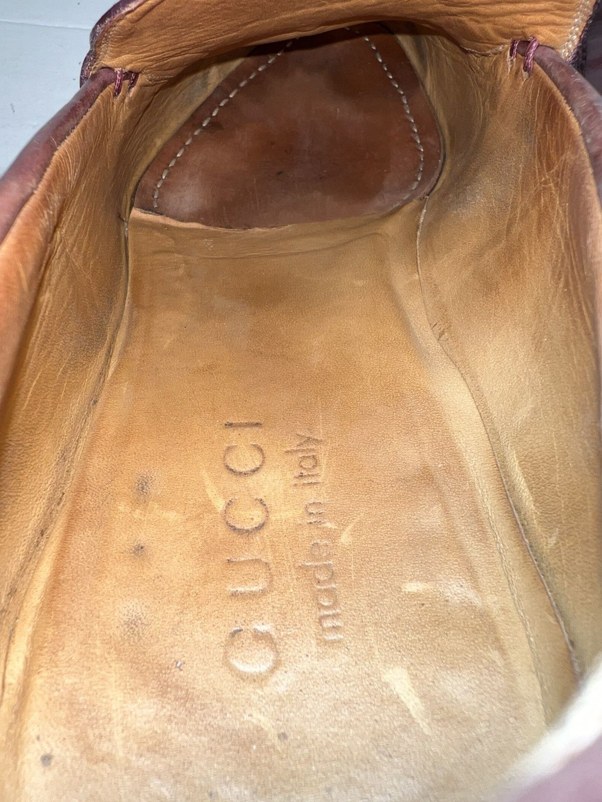 Gucci Gucci Men Spirit web Penny Loafer Burgundy Leather Shoes Size US 8 / EU 41 - 10 Thumbnail