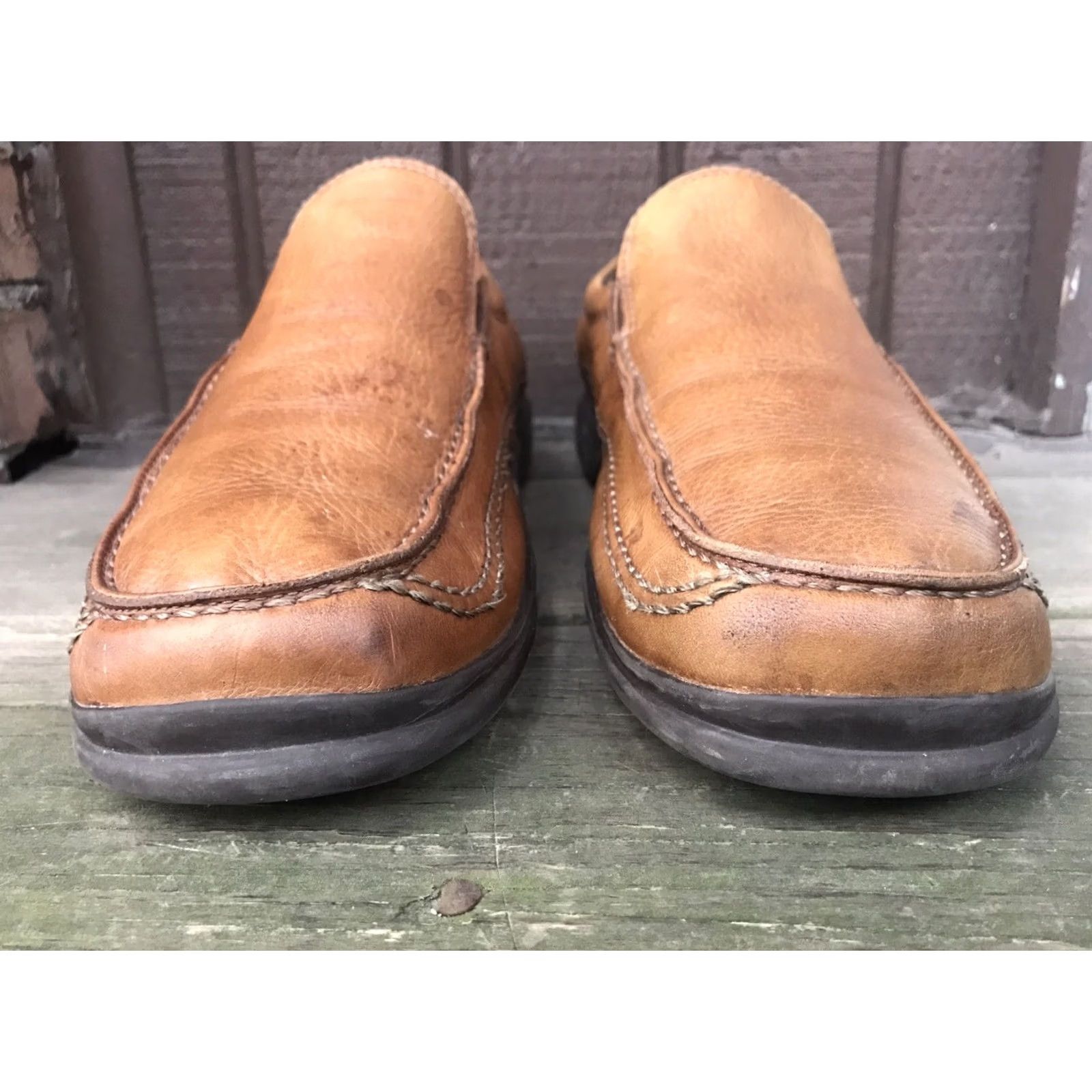 Vintage Deer Stags Sock Mens Size 9M Brown Leather Moc Toe Casual Loafers Slip Ons-502 Shoes Size ONE SIZE - 2 Thumbnail