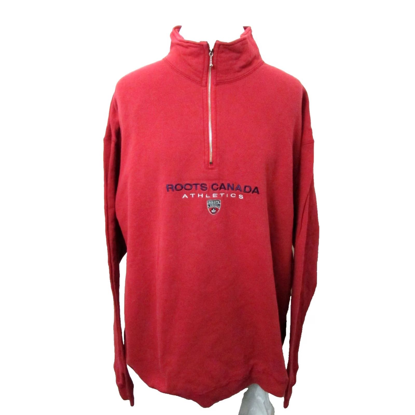 Roots VINTAGE Roots Canada Red Fleece Pullover Sweater Med L/XL 1/4 Zip Heavy Sweatshirt Size US XL / EU 56 / 4 - 2 Thumbnail