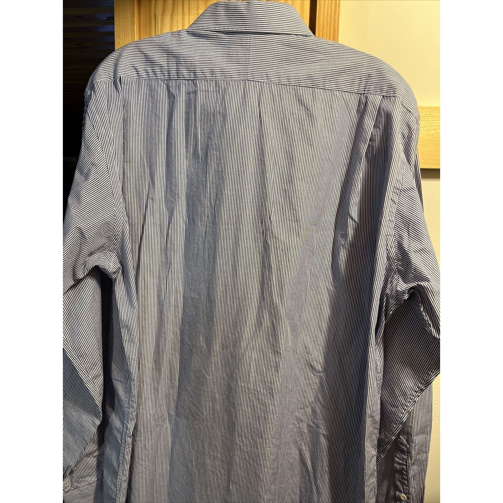 Burberry Burberrys Men’s 16 36 Blue White Striped Button Cotton Shirt Size US XL / EU 56 / 4 - 7 Thumbnail