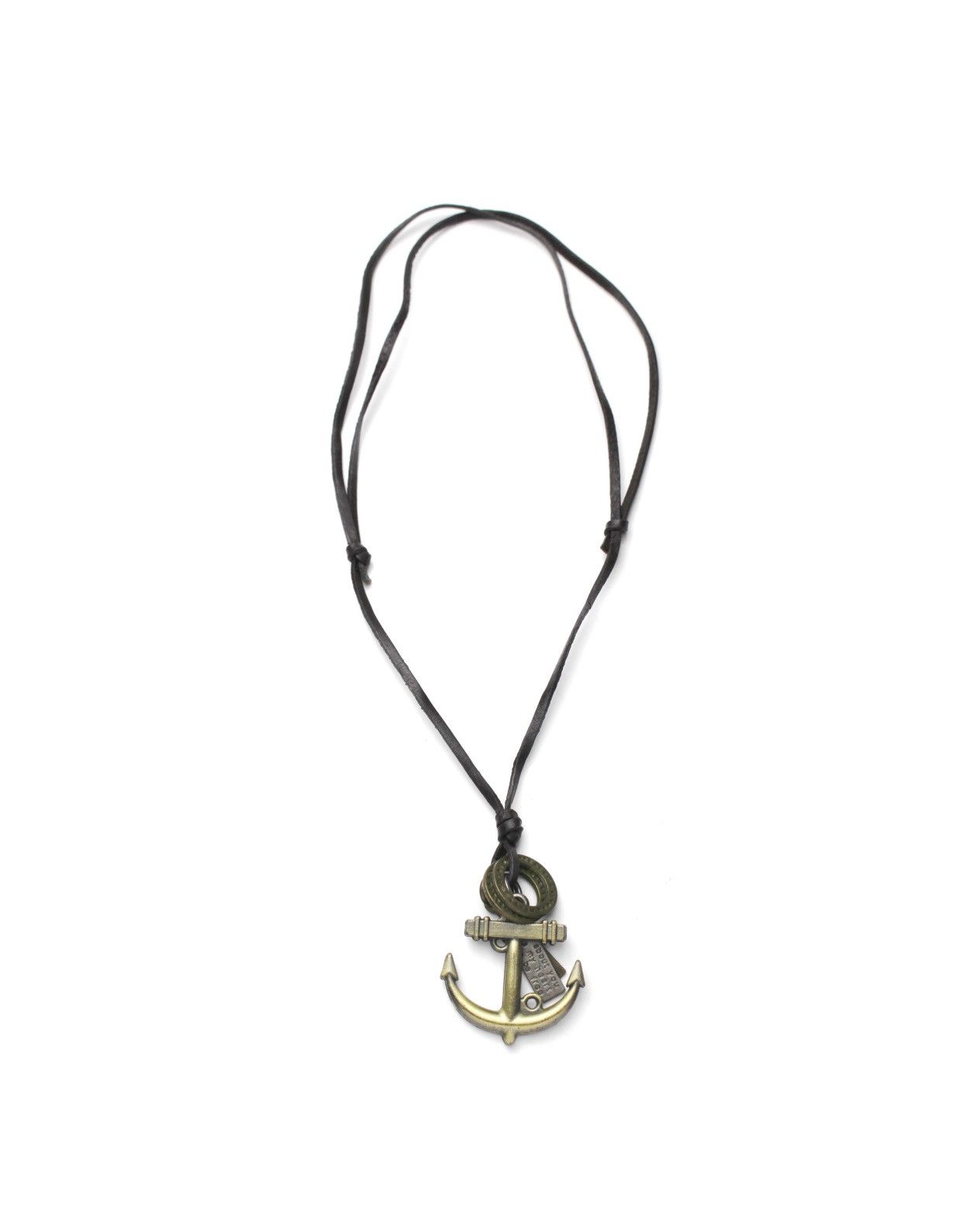Vintage 2000S JAPANESE MADE ANCHOR LEATHER NECKLACE Size ONE SIZE - 3 Thumbnail