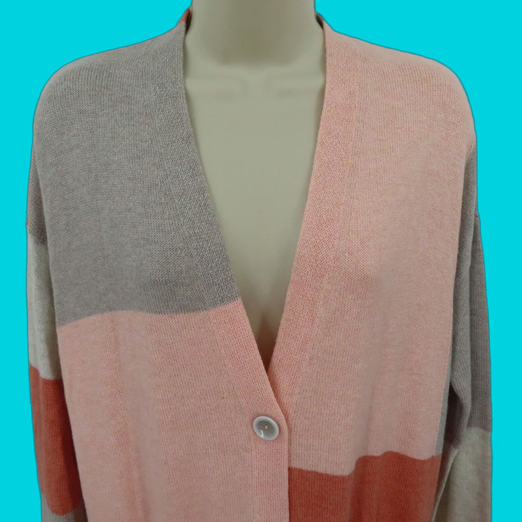 J. Jill J Jill Cardigan Sweater Petite Small PS SP Colorblock Orange Beige PureJill Size S / US 4 / IT 40 - 1 Thumbnail