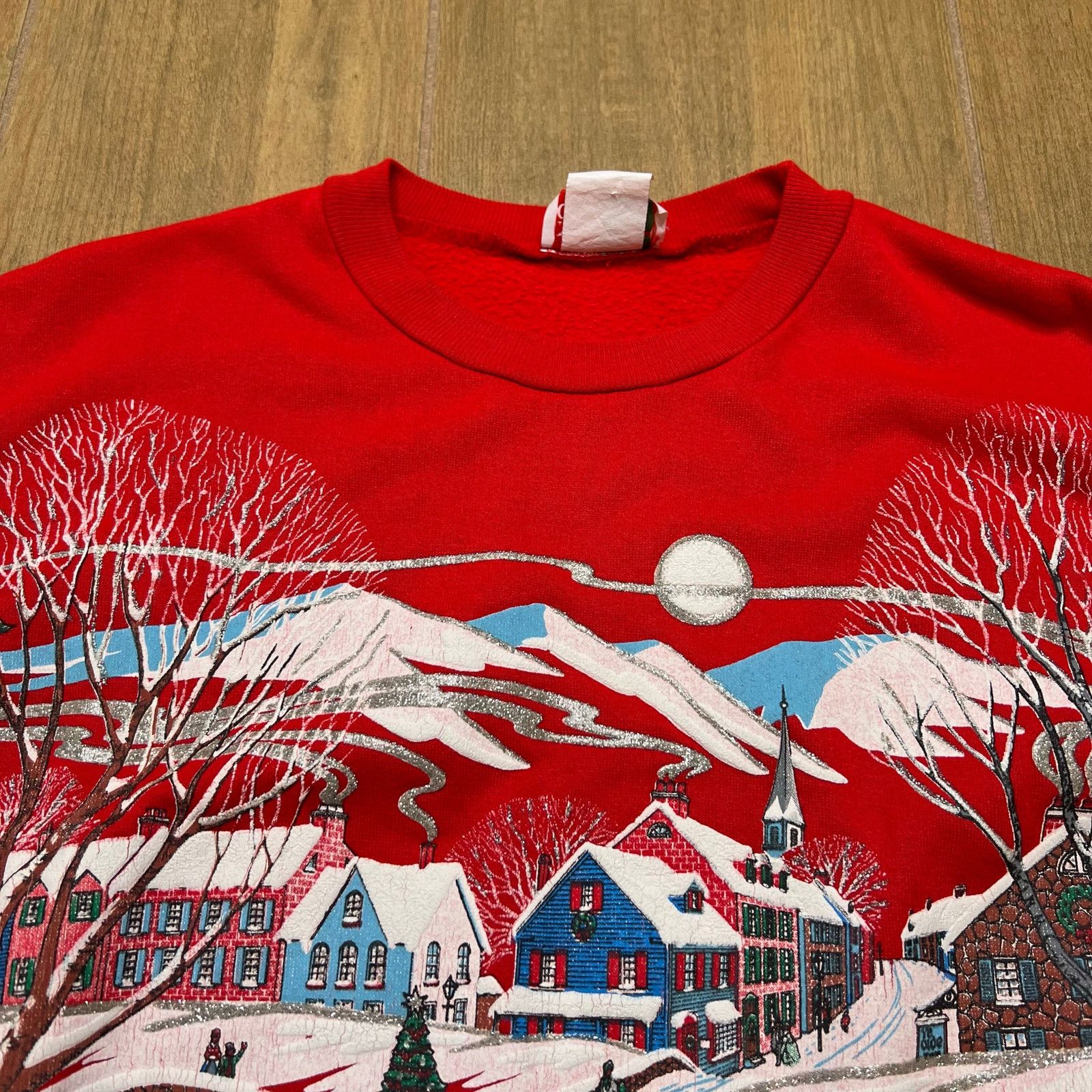Vintage Vintage 90s Holiday Sweater Sz Medium Red Crewneck AOP Size M / US 6-8 / IT 42-44 - 9 Thumbnail