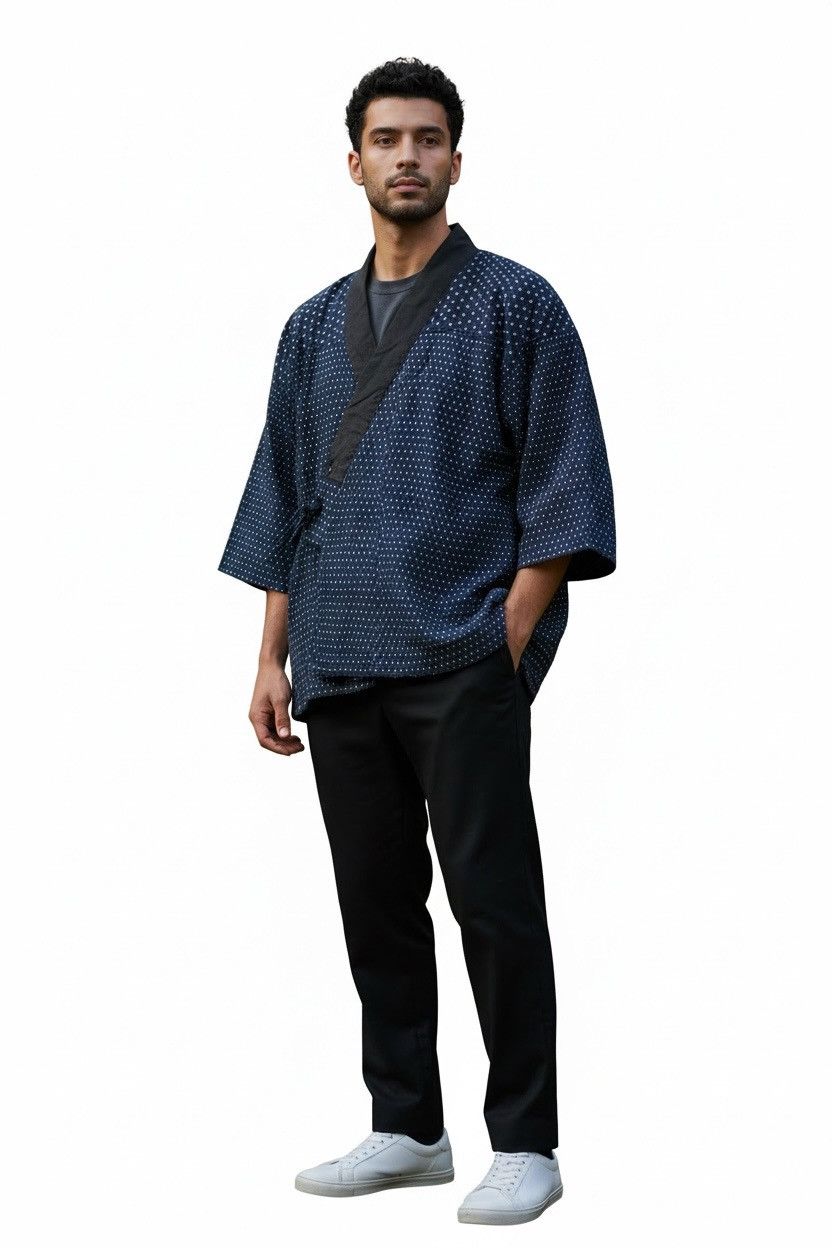 Blue Blue Japan JAPANESE STYLE KIMONO INDIGO JACKET BUTTON LESS Size US M / EU 48-50 / 2 - 1 Thumbnail