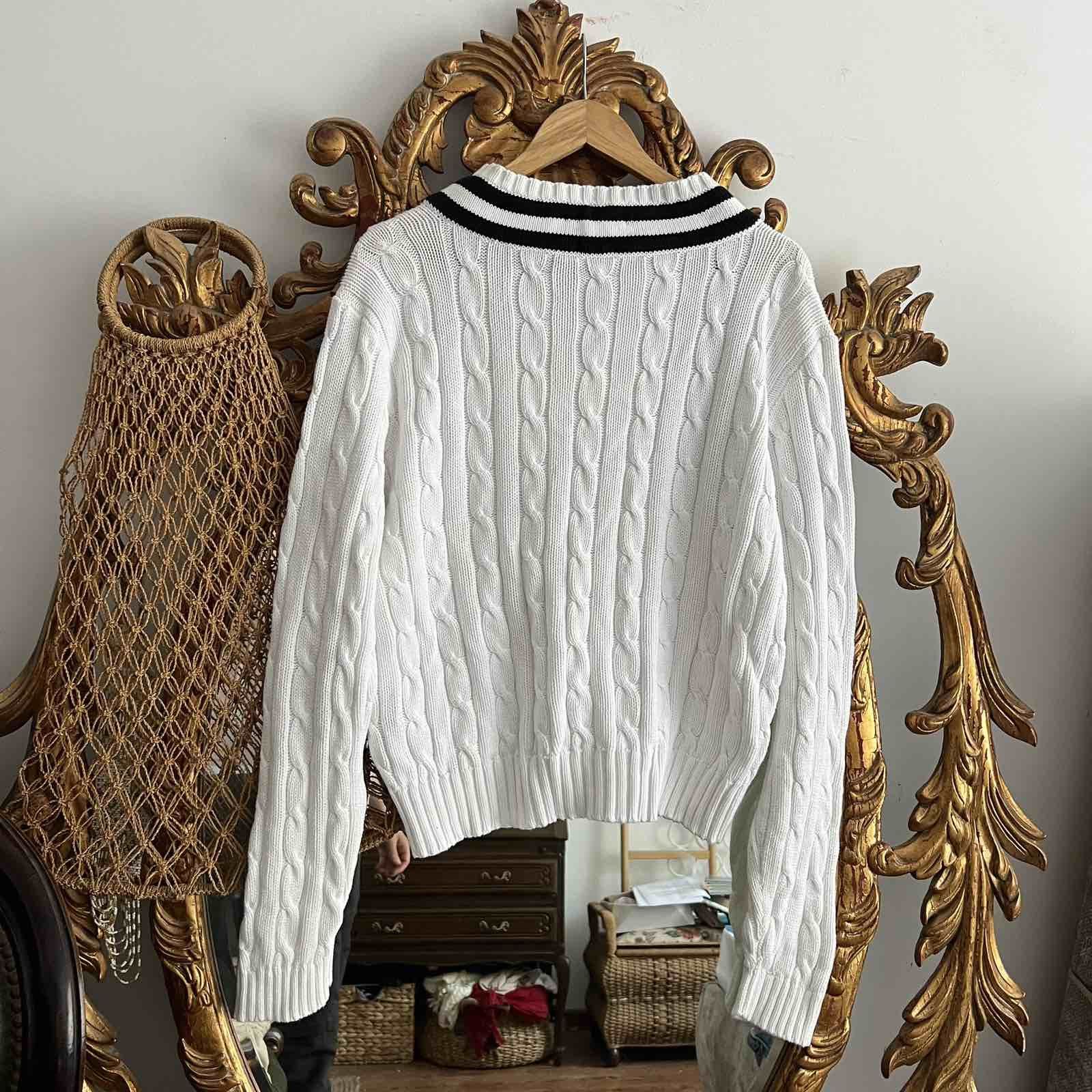 Designer × Polo Ralph Lauren × Vintage 🔥90’S Ralph Lauren Polo Old Money V-Neck Knit Sweater Y2K Size L / US 10 / IT 46 - 2 Thumbnail