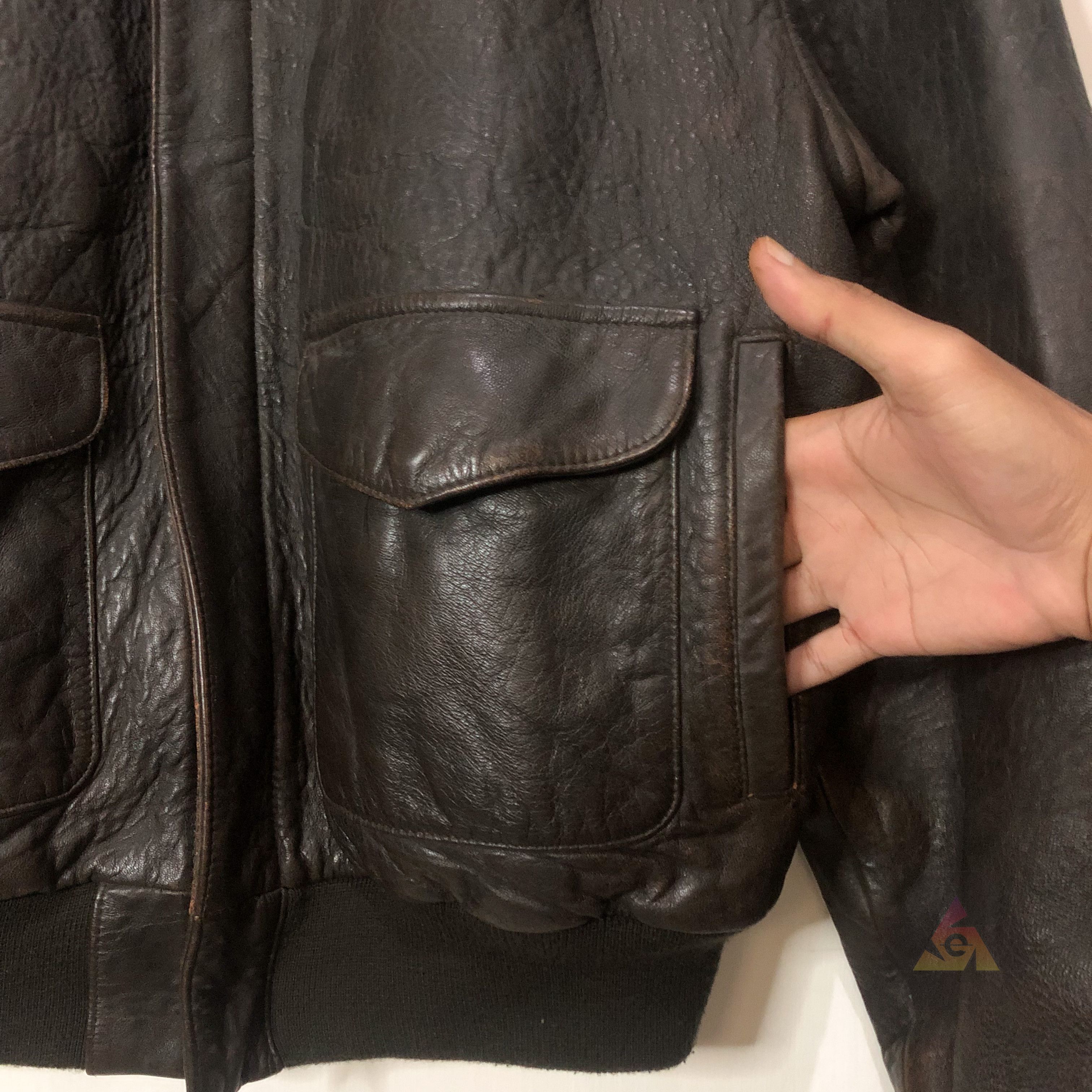 Avirex Vintage Avirex A2 80s Drawing Flag Leather Jacket Size US S / EU 44-46 / 1 - 3 Thumbnail