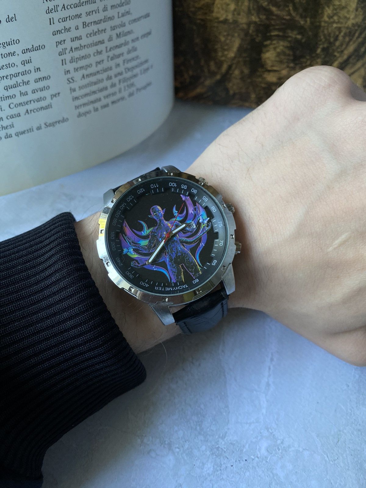 Japanese Brand × Jewelry × Vintage Fantasy Watch Dial Black Leather Strap Size ONE SIZE - 3 Thumbnail