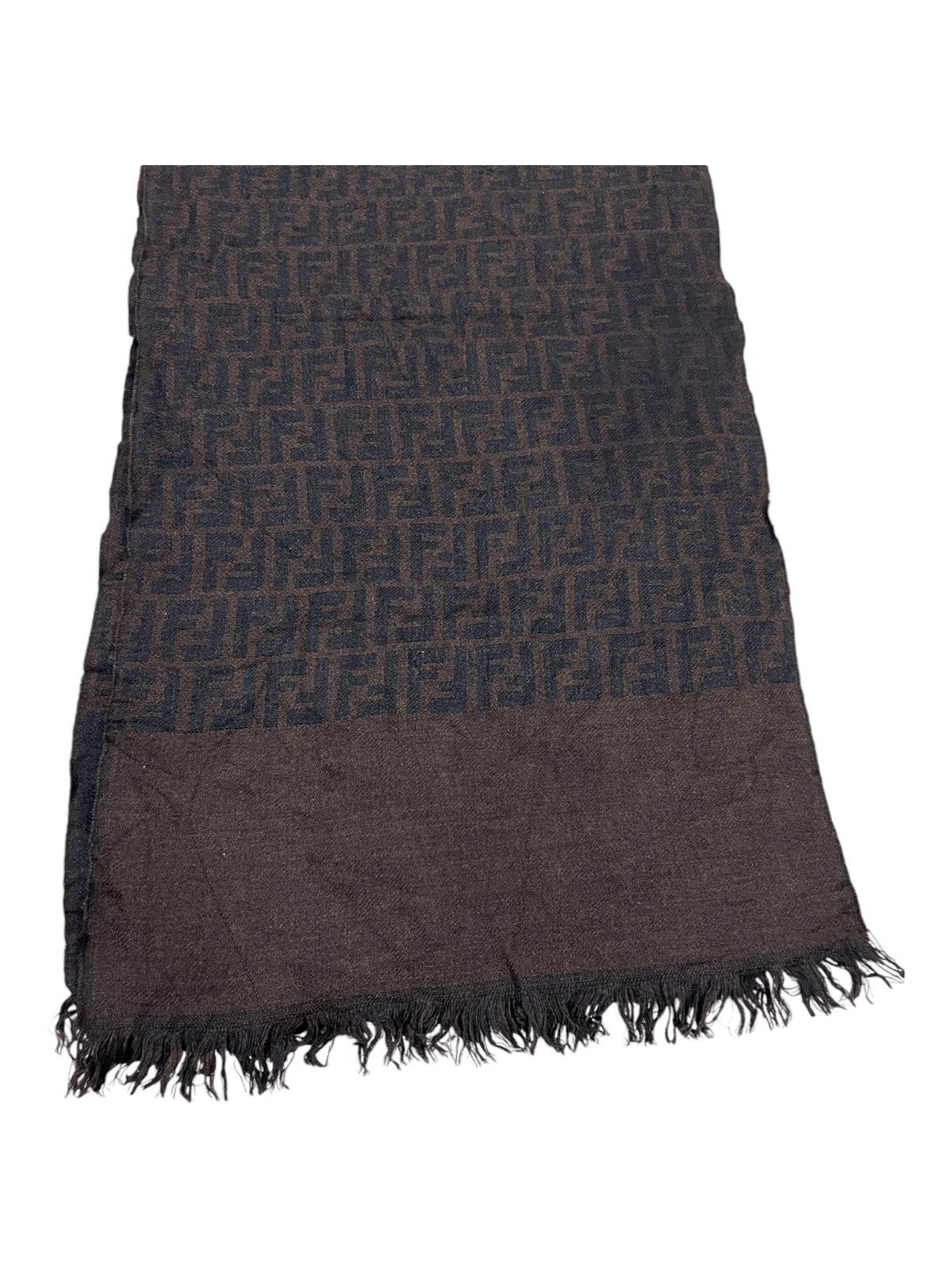 Fendi × Vintage Vintage Fendi Zucca FF Jacquard Monogram Wool Scarf Muffler Size ONE SIZE - 2 Thumbnail
